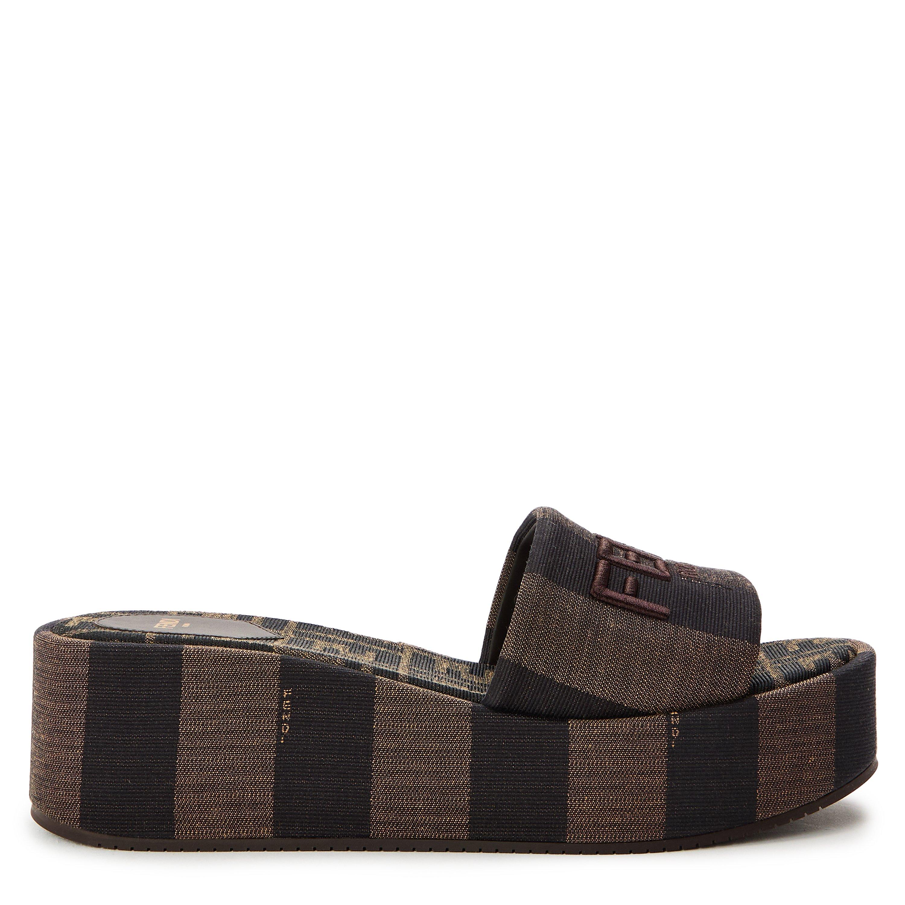 Fendi Women's Jacquard Flatform Sandals - Tabacco - Size 5 (38)