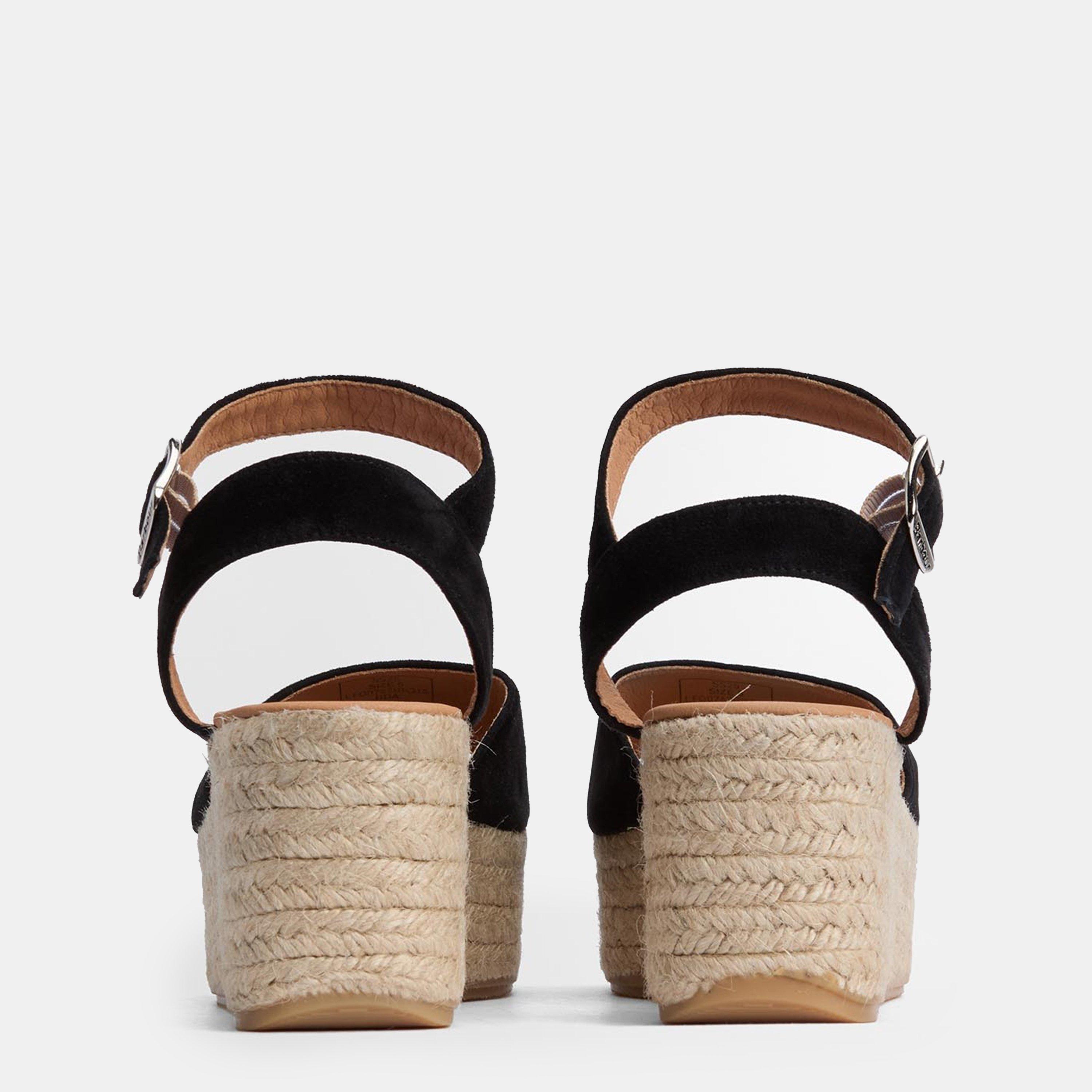 Black Suede - Barbour - Aspen Espadrille Wedges - 3