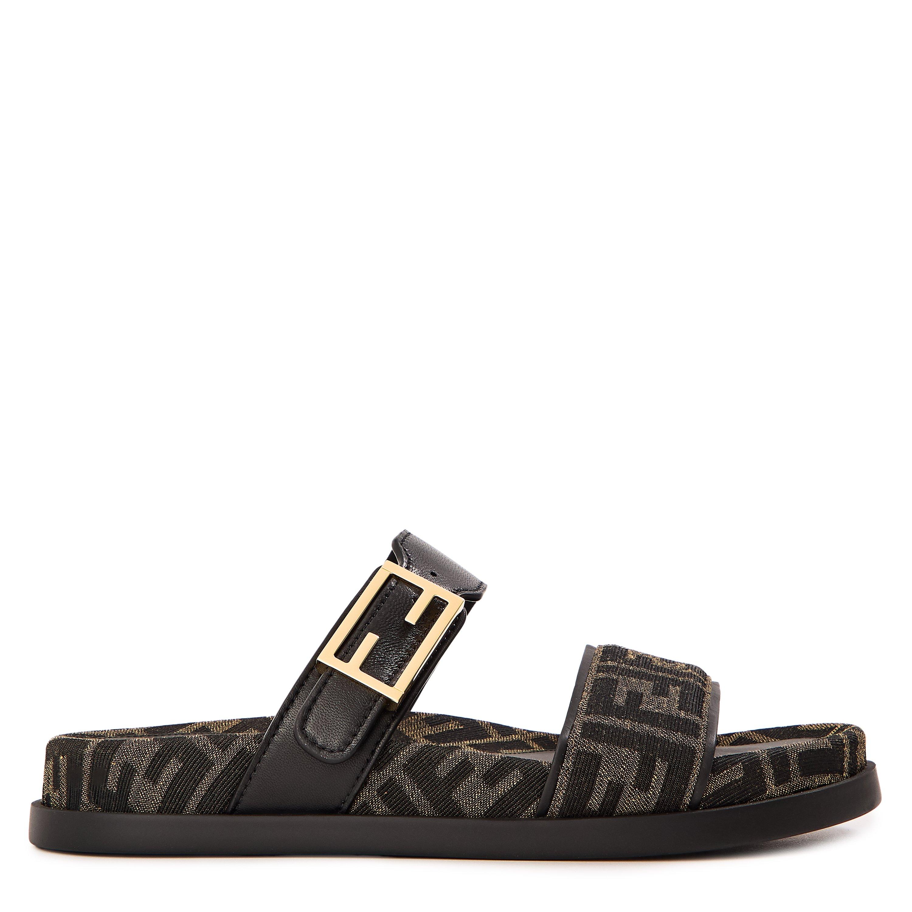 Fendi Women's Feel Double Strap Flat Sandals - Tabacco - Size 6 (39)
