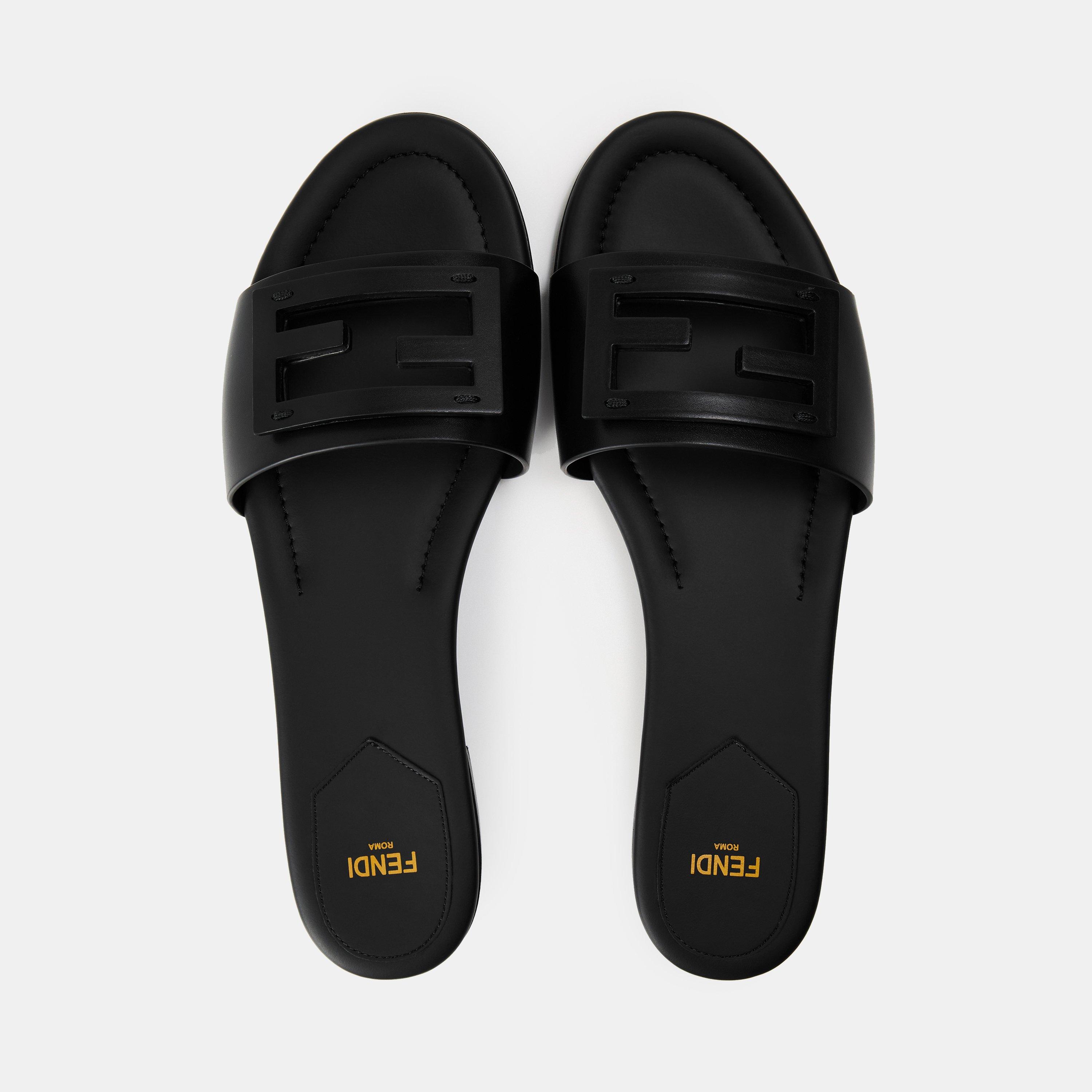 Nero - Fendi - Women's Baguet Slide Flat Sandals - 5