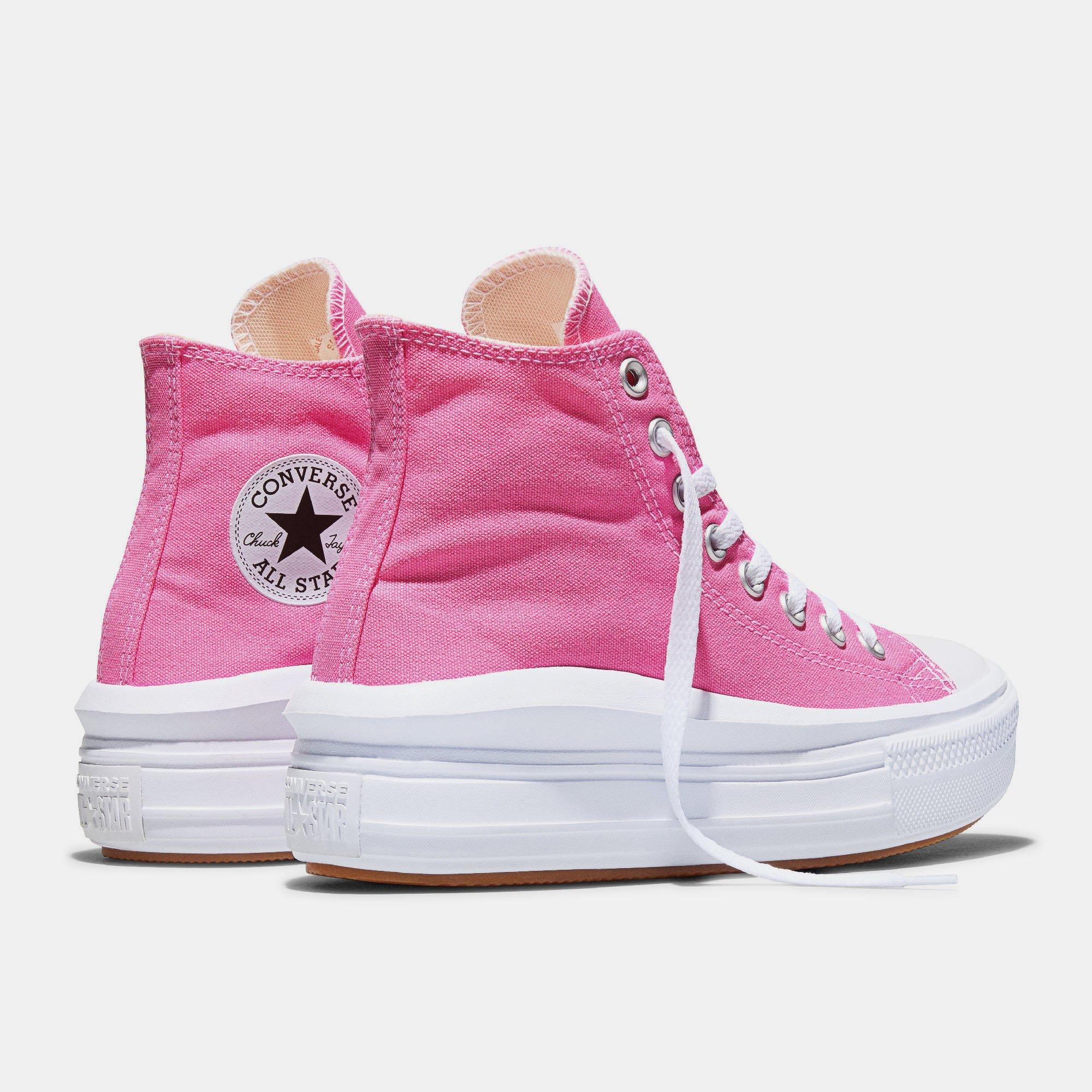 650-Pink/Whit - Converse - Women's Chuck Taylor All Star Mov Platform Trainers - 3