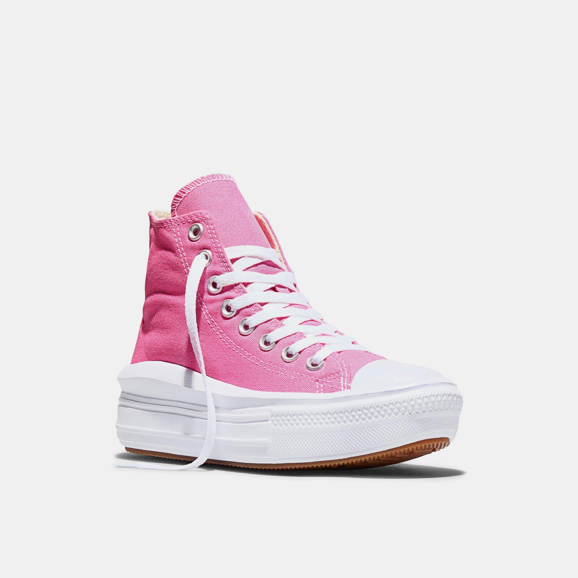 650-Pink/Whit - Converse - Women's Chuck Taylor All Star Mov Platform Trainers - 4
