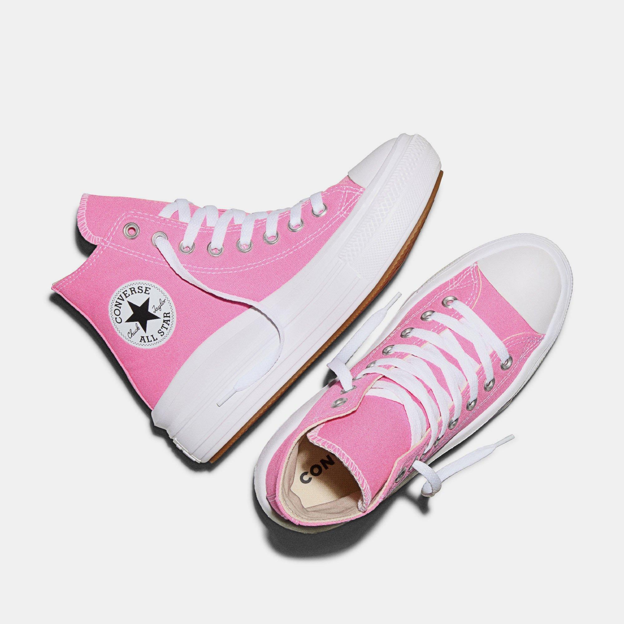 650-Pink/Whit - Converse - Women's Chuck Taylor All Star Mov Platform Trainers - 5