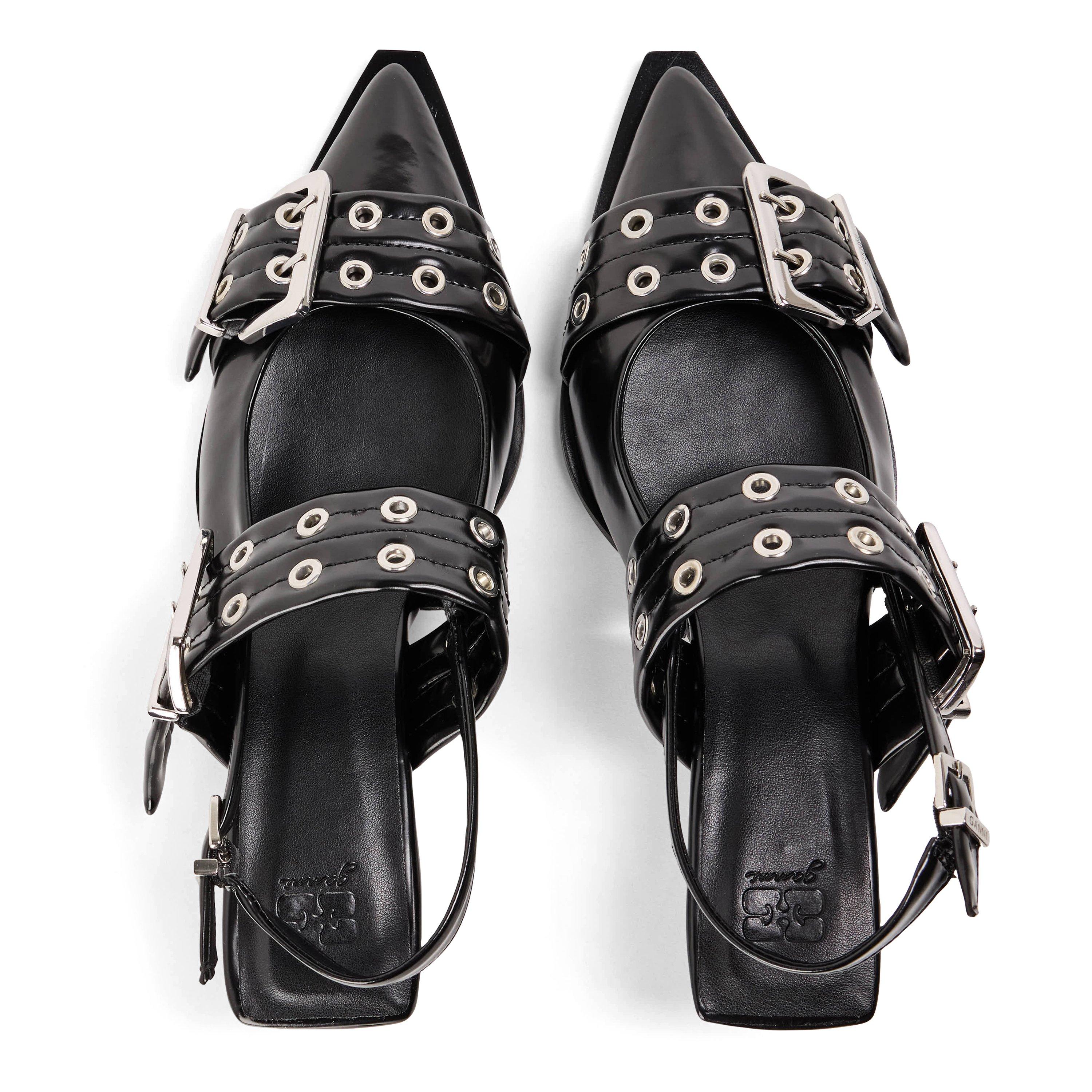 Black - Ganni - Ganni Buckle Heel Ld61 - 4