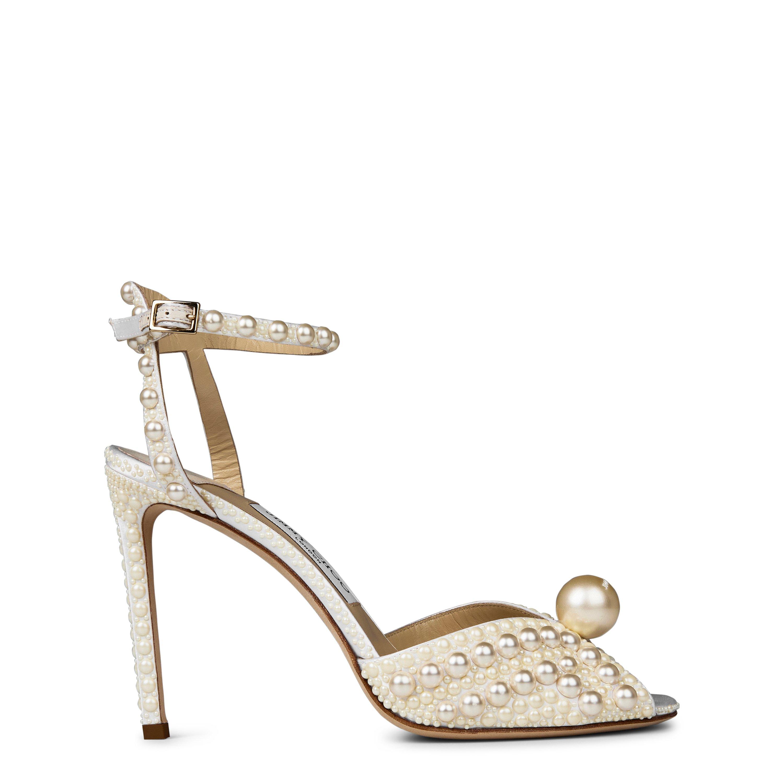 Jimmy Choo Women's Pearl Sacora 100 Heels - White Pearl - Size 4 (37)