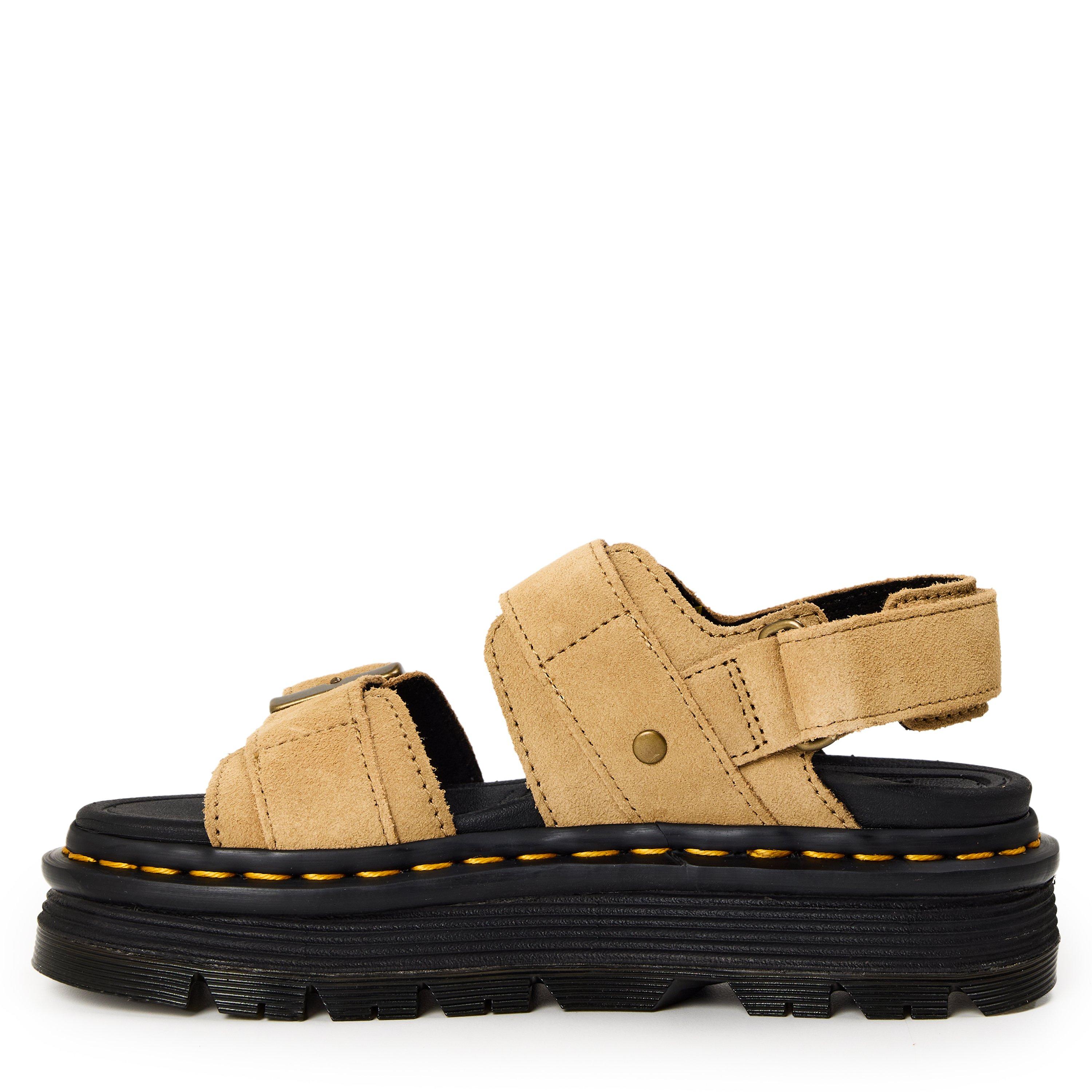 Savannah Tan - Dr Martens - Women's ZebZag Suede Leather Hook and Loop Flatform Sandals - 2