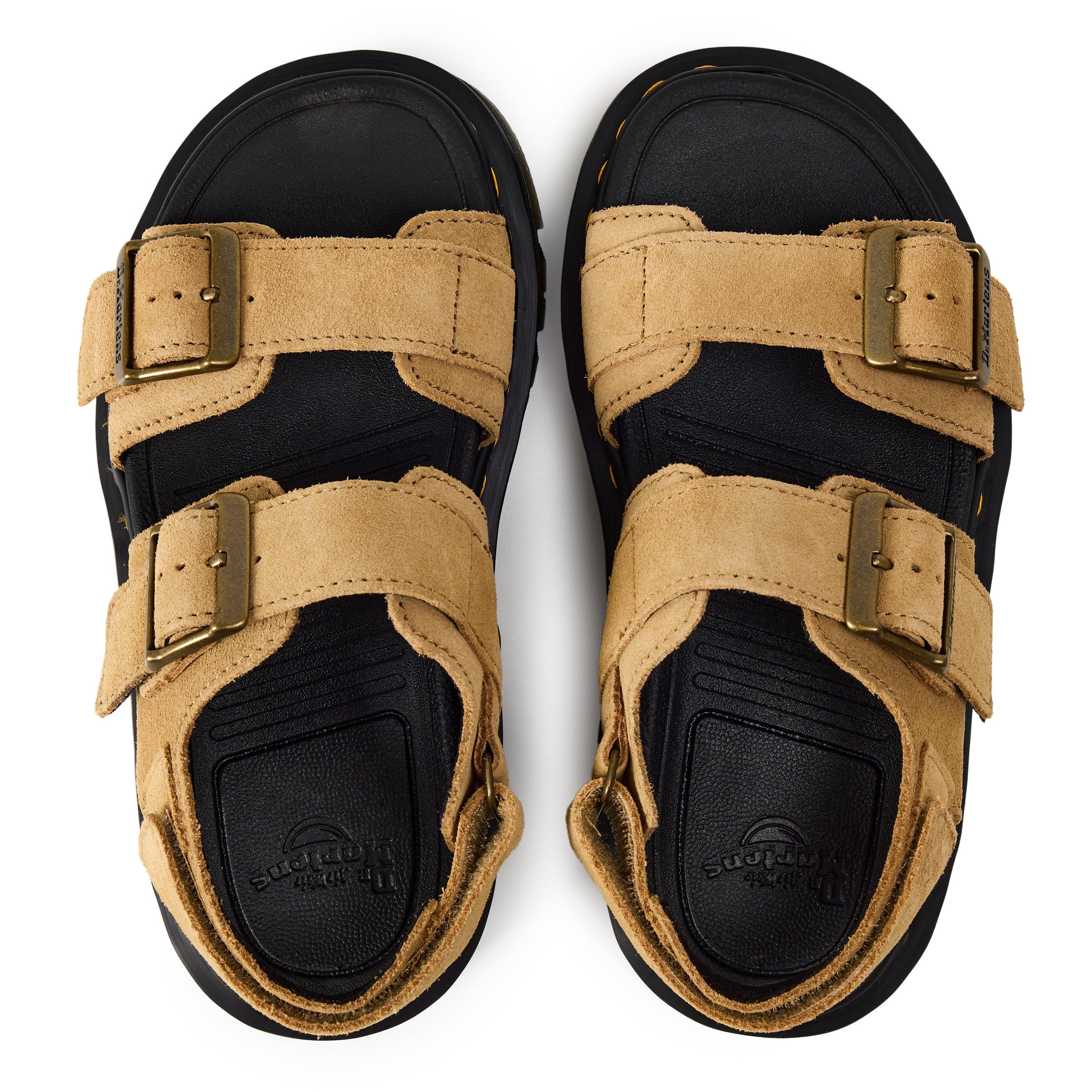 Savannah Tan - Dr Martens - Women's ZebZag Suede Leather Hook and Loop Flatform Sandals - 4