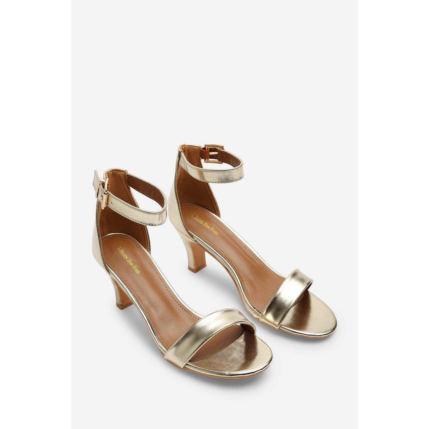 Gouden PU - Wheres That From - Where’s Two Strap Mid Block Heels - 4