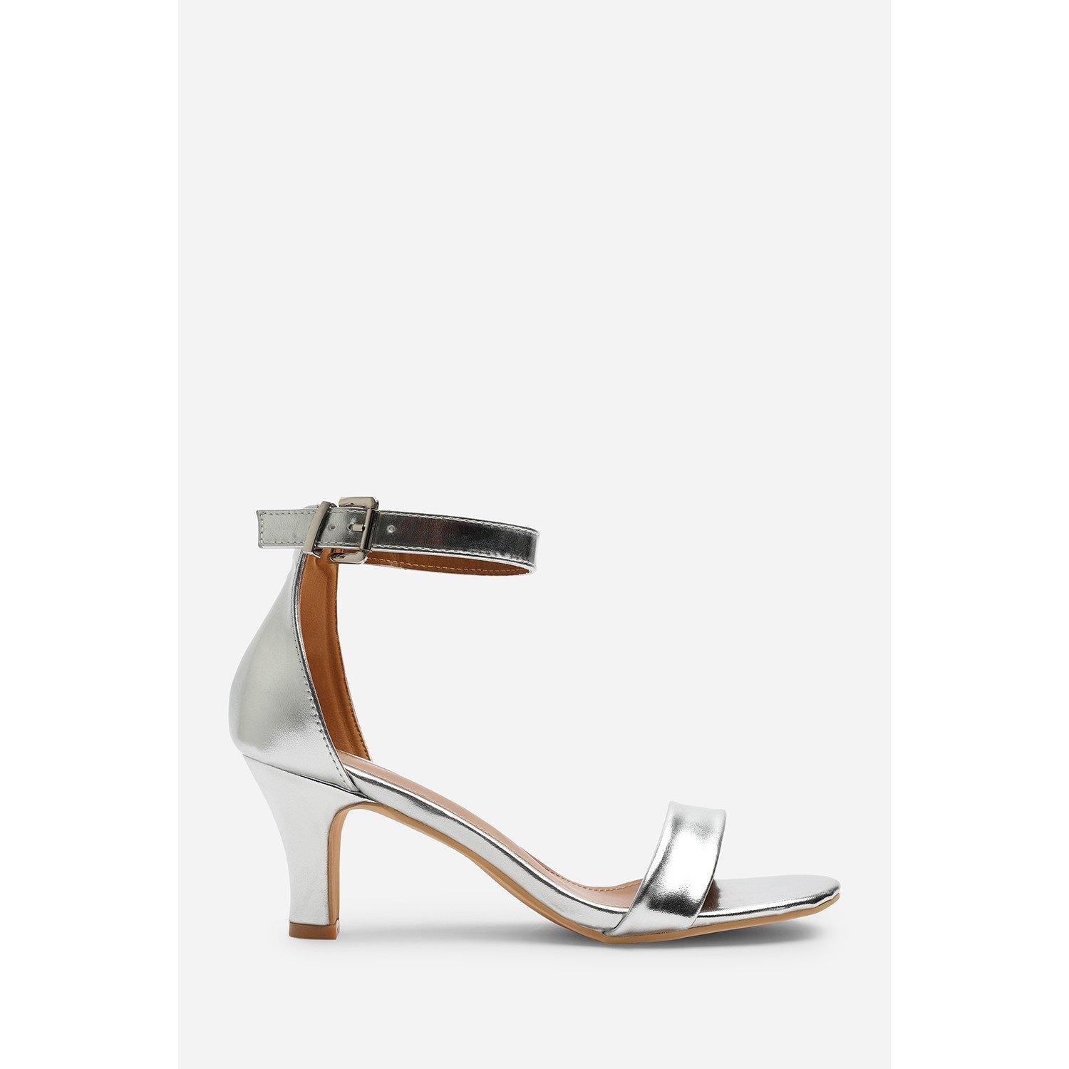 Silver PU - Wheres That From - Women's Open-Toe Heeled Sandals - 2