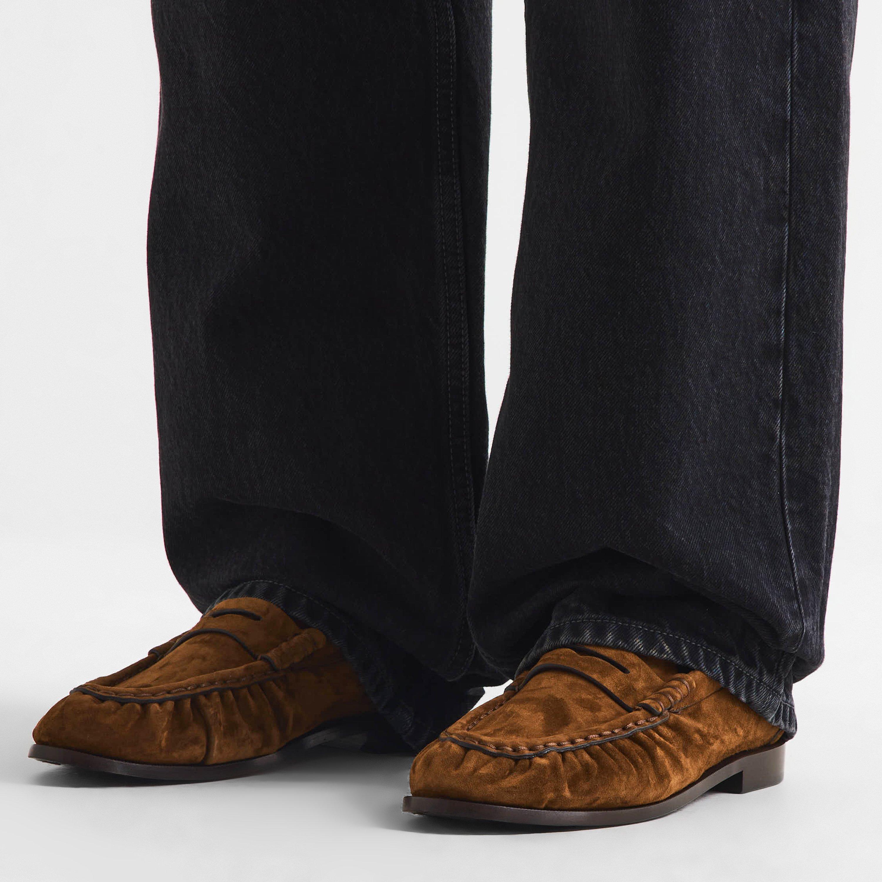 Dark Havana - Saint Laurent - Women's Le Cassandre Penny Suede Loafers - 3