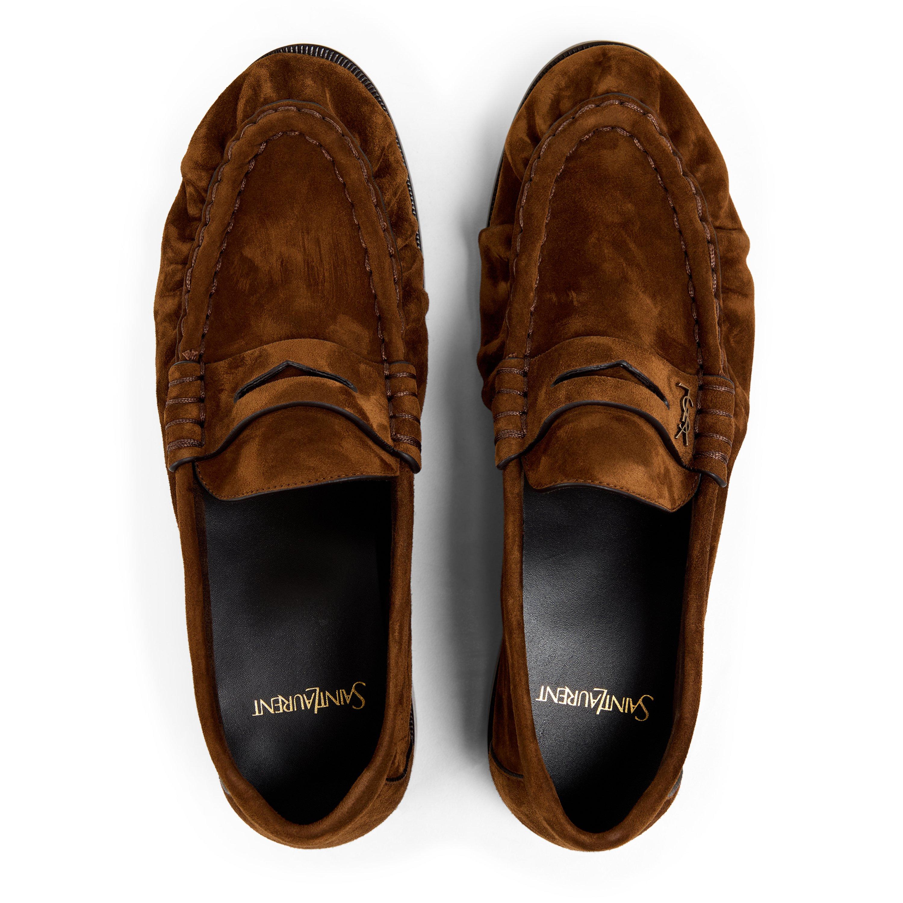 Dark Havana - Saint Laurent - Women's Le Cassandre Penny Suede Loafers - 5