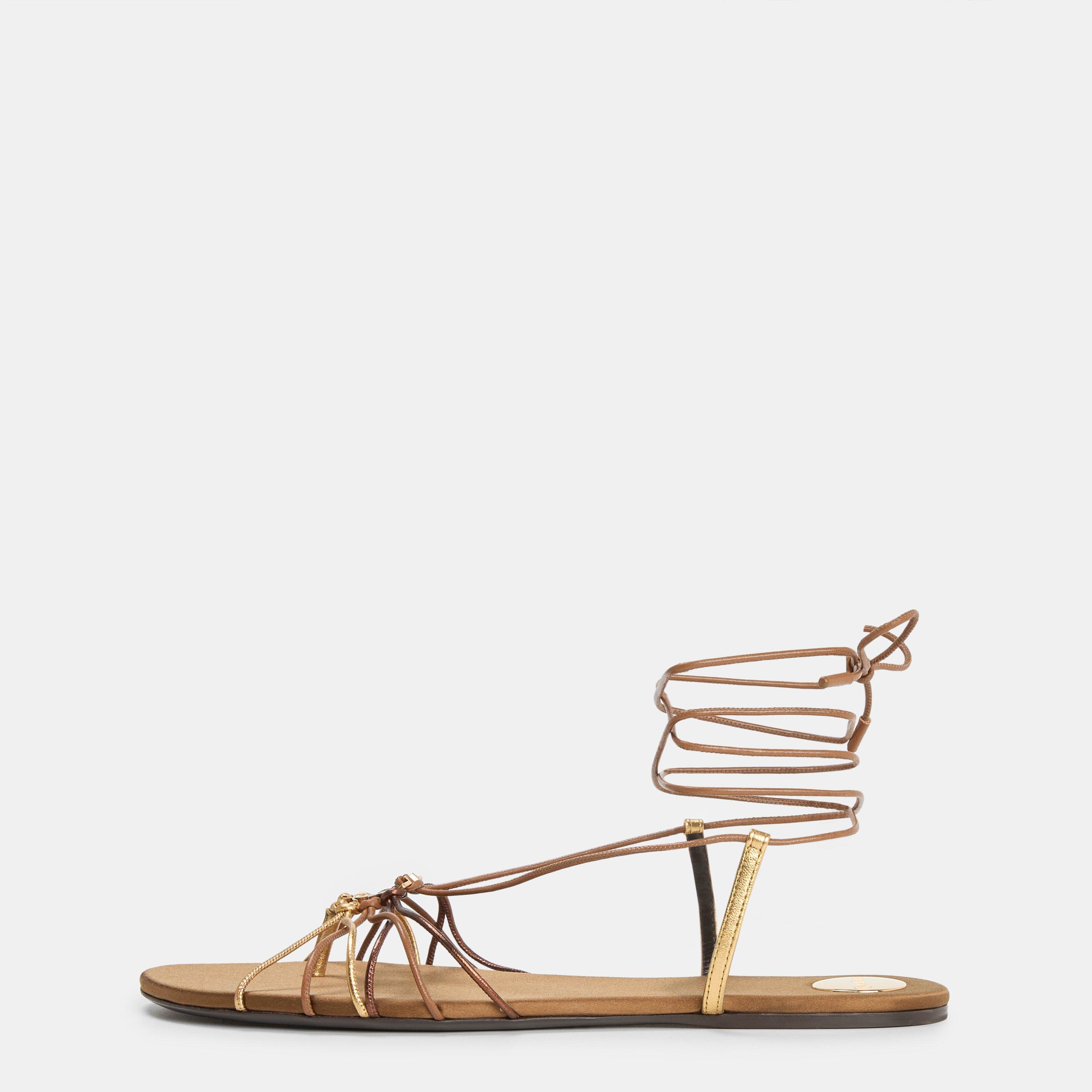 Dark Macadamia - Saint Laurent - Women's Bridget Flat Sandals - 2