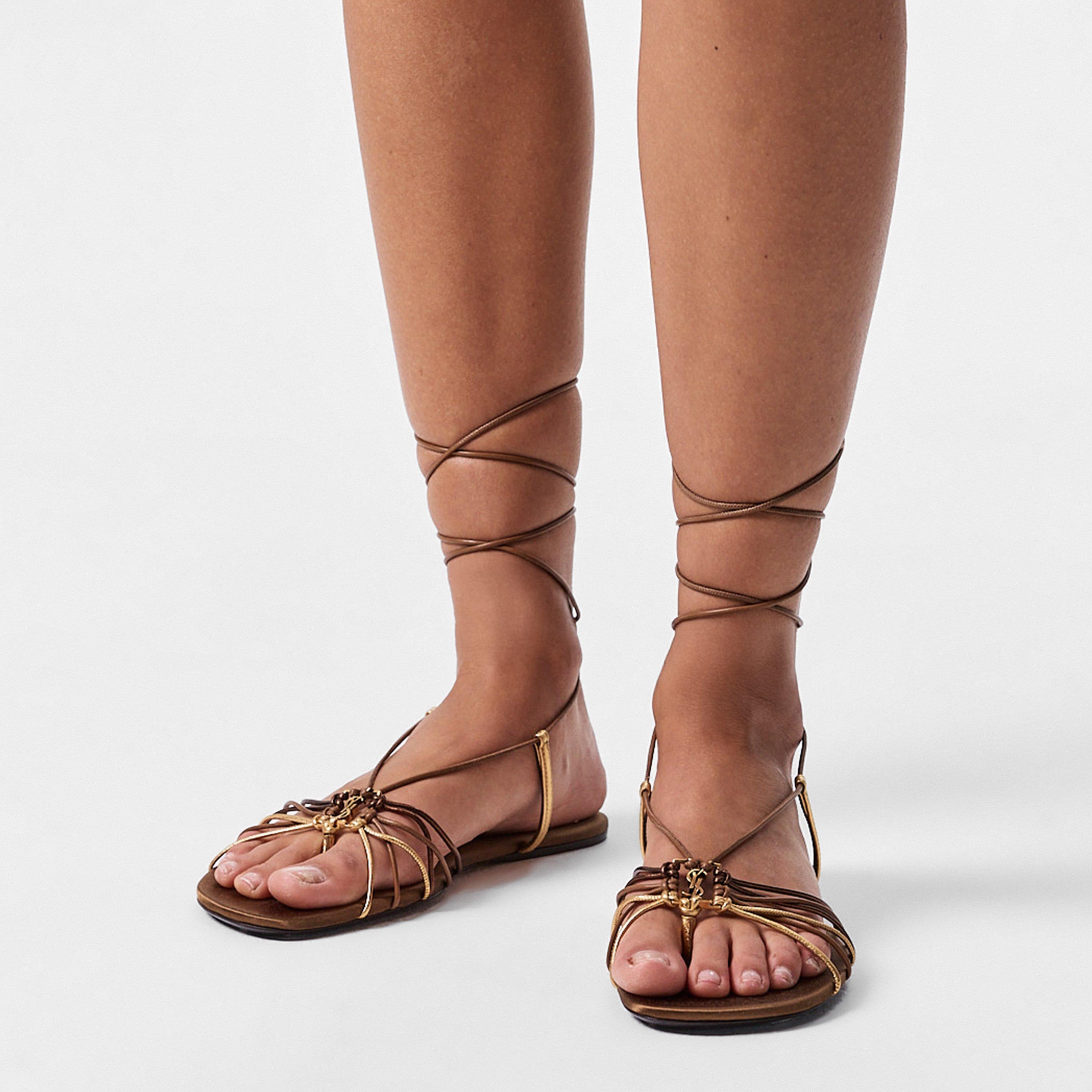 Dark Macadamia - Saint Laurent - Women's Bridget Flat Sandals - 3