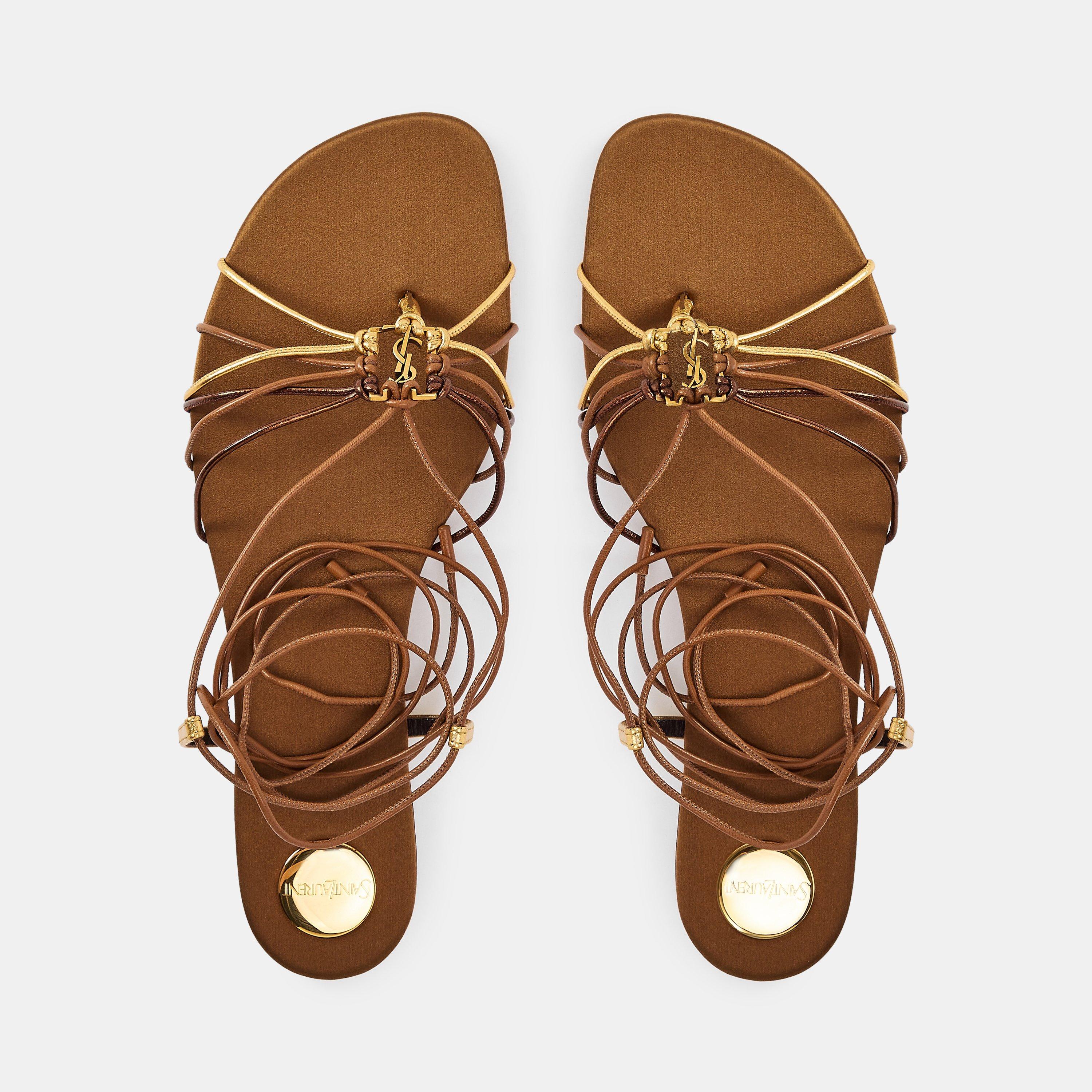 Dark Macadamia - Saint Laurent - Women's Bridget Flat Sandals - 5