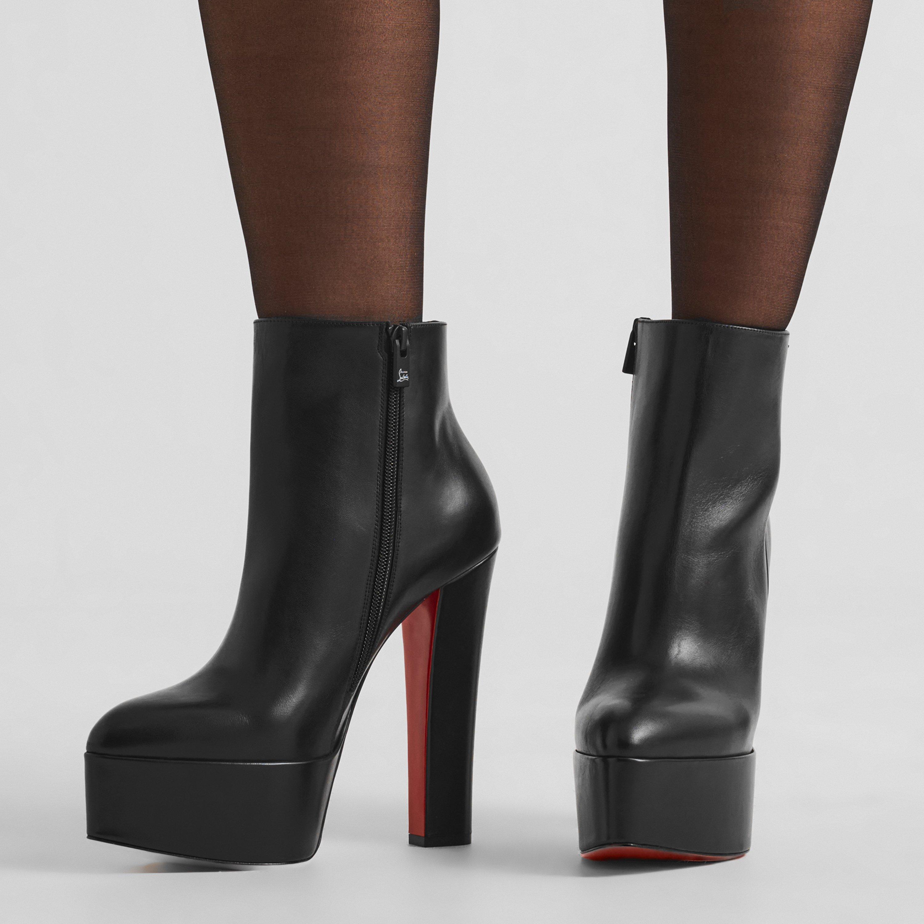 Black - Christian Louboutin - Women's Jenna Bootie 150 Leather Platform Boots - 3