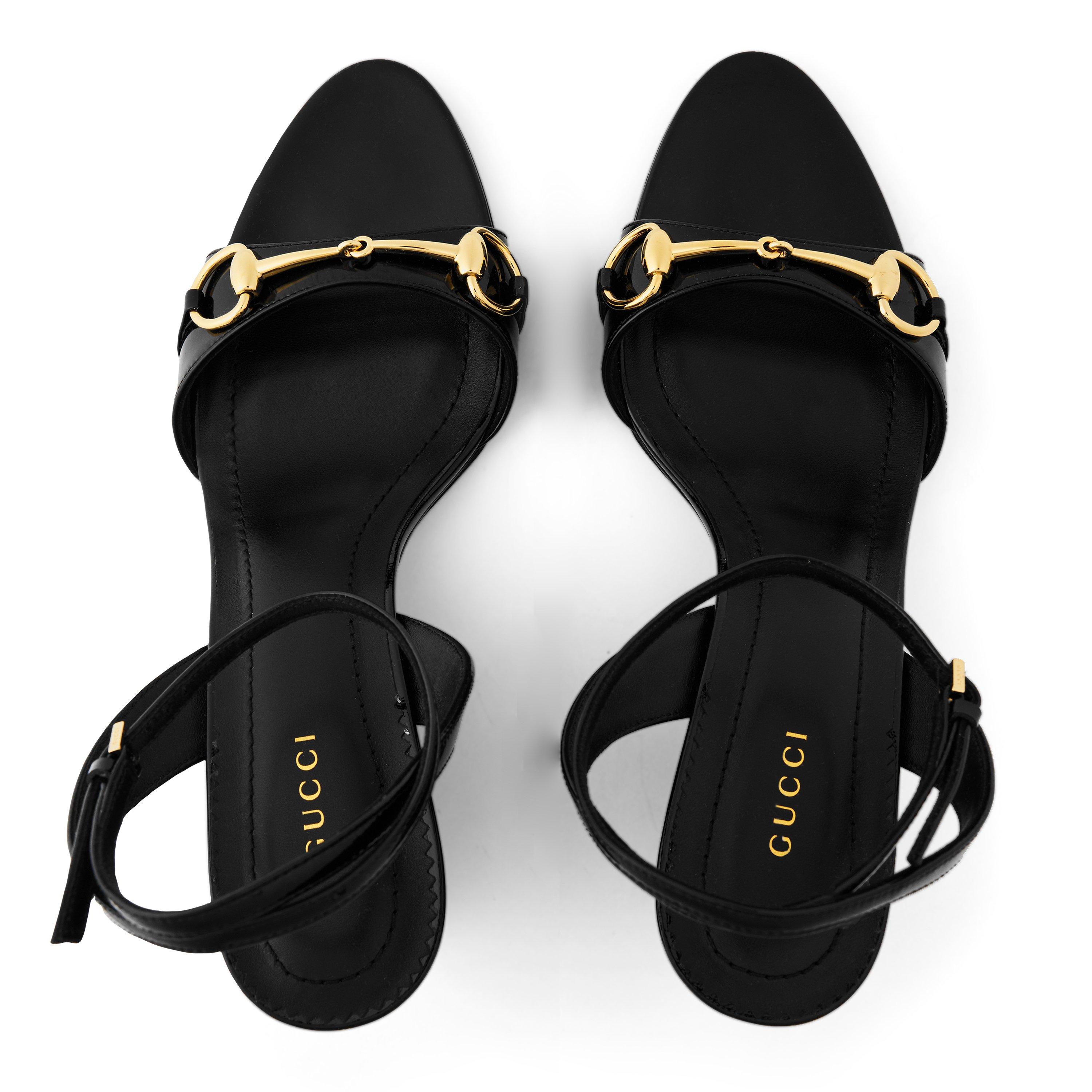 Black Patent - Gucci - Women's Donna Patent Leather Wedge Sandals - 5