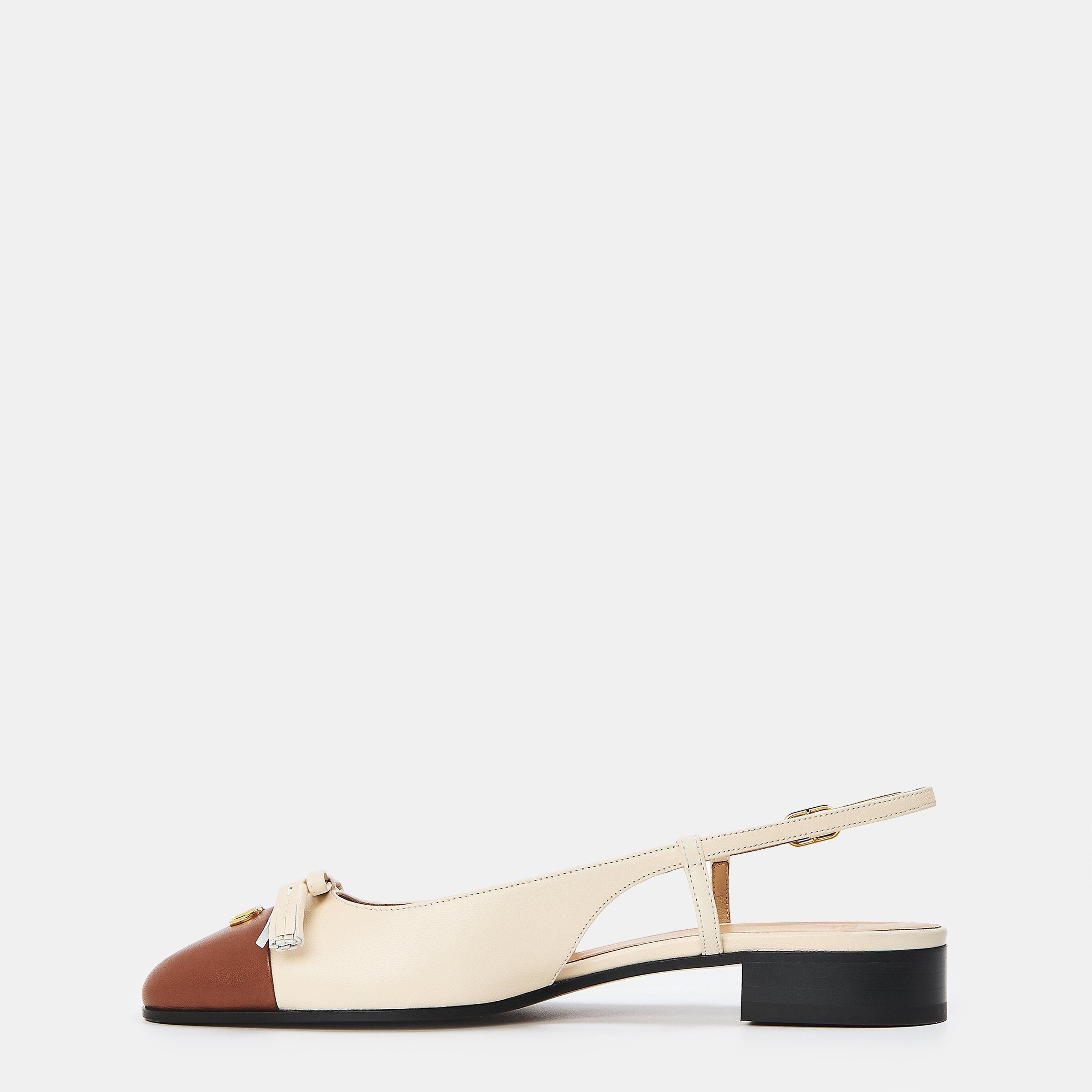 Butter/Tobacco - Valentino Garavani - Du Roi Kid Ballerina 25mmm Slingbacks - 2