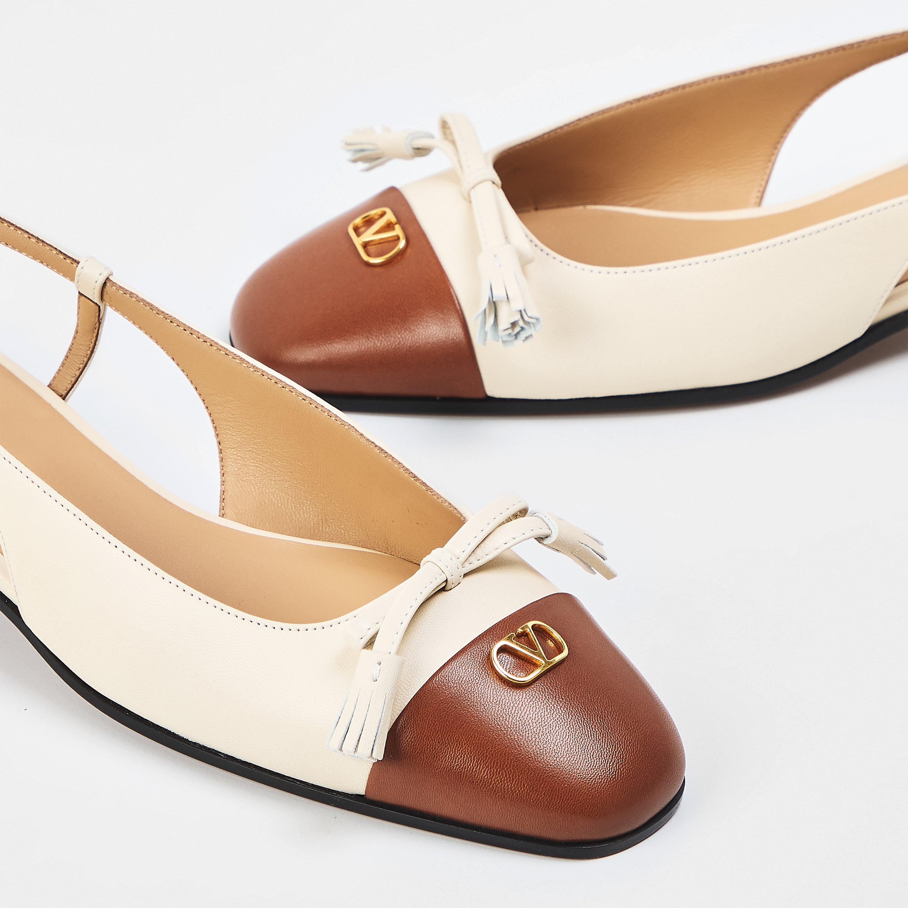 Butter/Tobacco - Valentino Garavani - Du Roi Kid Ballerina 25mmm Slingbacks - 4