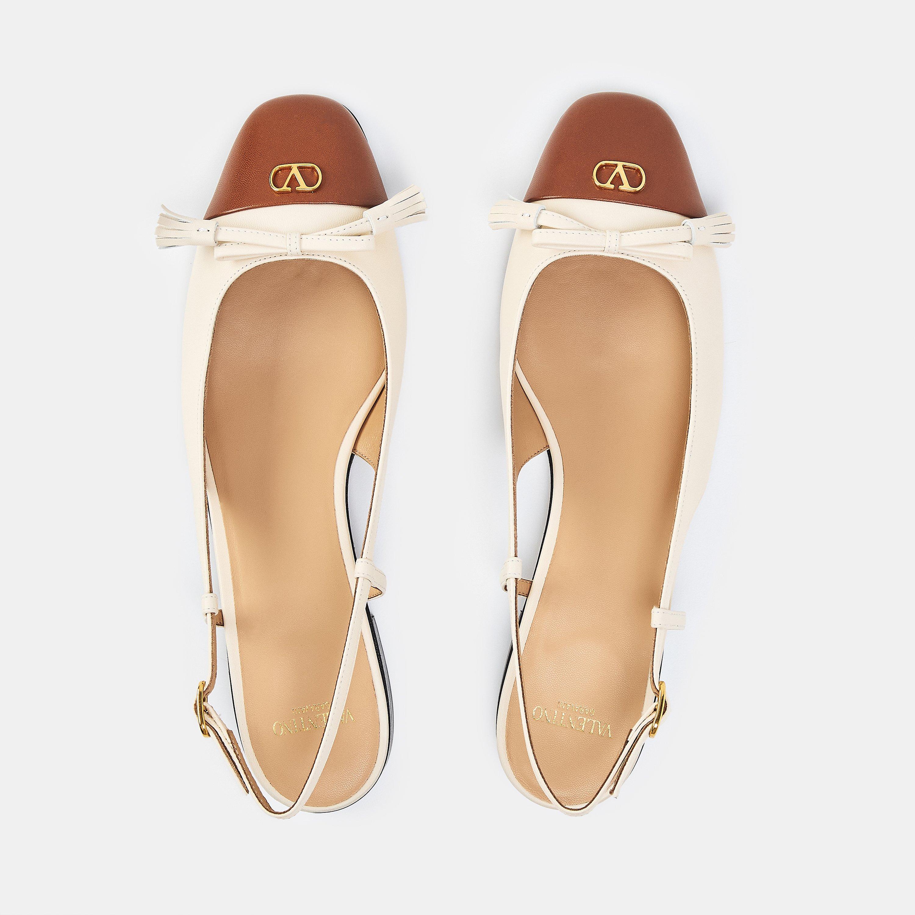 Butter/Tobacco - Valentino Garavani - Du Roi Kid Ballerina 25mmm Slingbacks - 5
