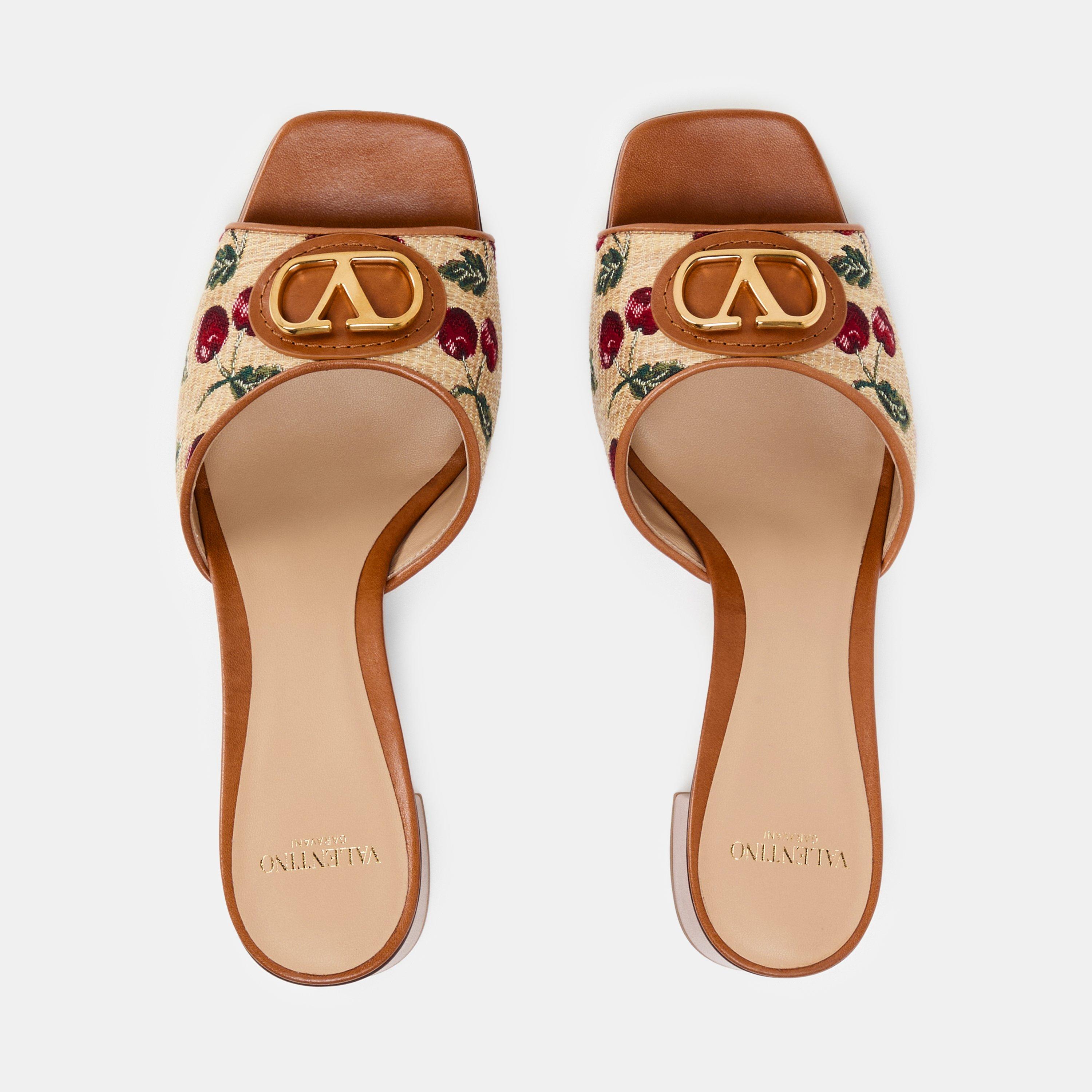 Naturale/Rosso - Valentino Garavani - Women's Cherry Heeled Mule - 5