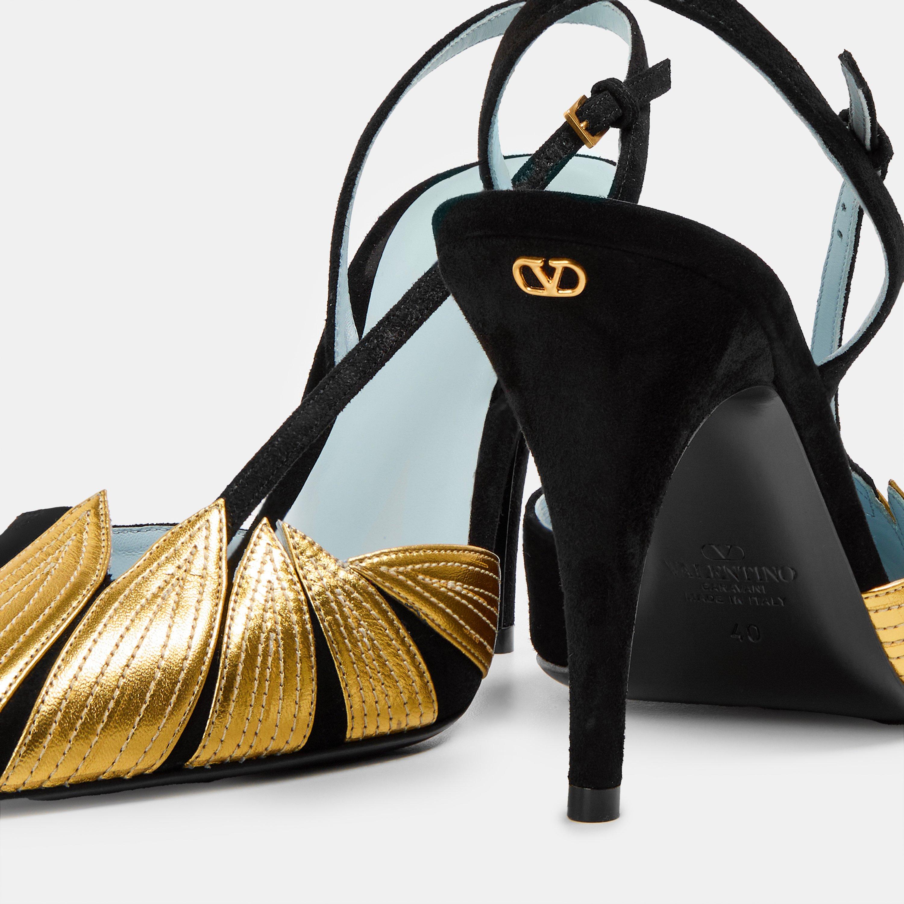 Nero/ Gold - Valentino Garavani - Women's Folie Slingbacks - 4