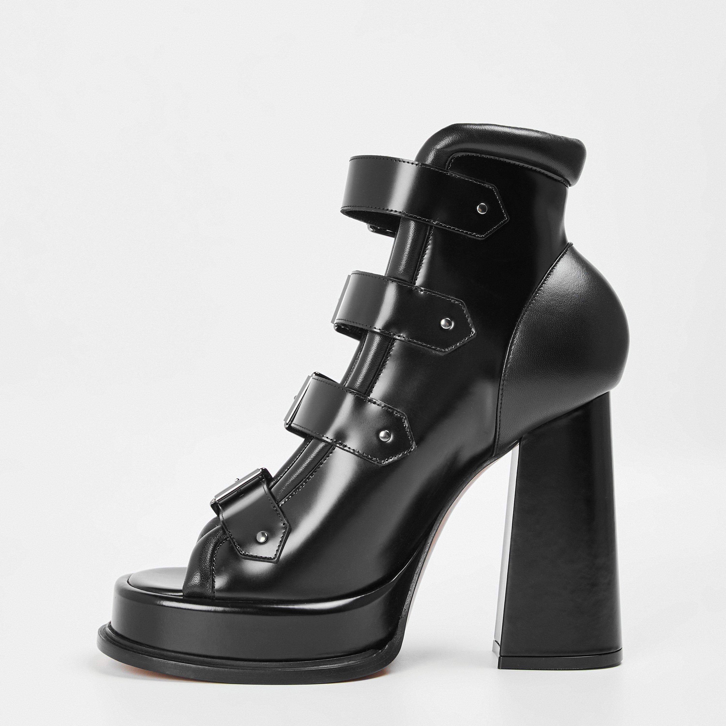 Black - Alexander McQueen - Women's Alex Buckle Heeled Sandal - 2