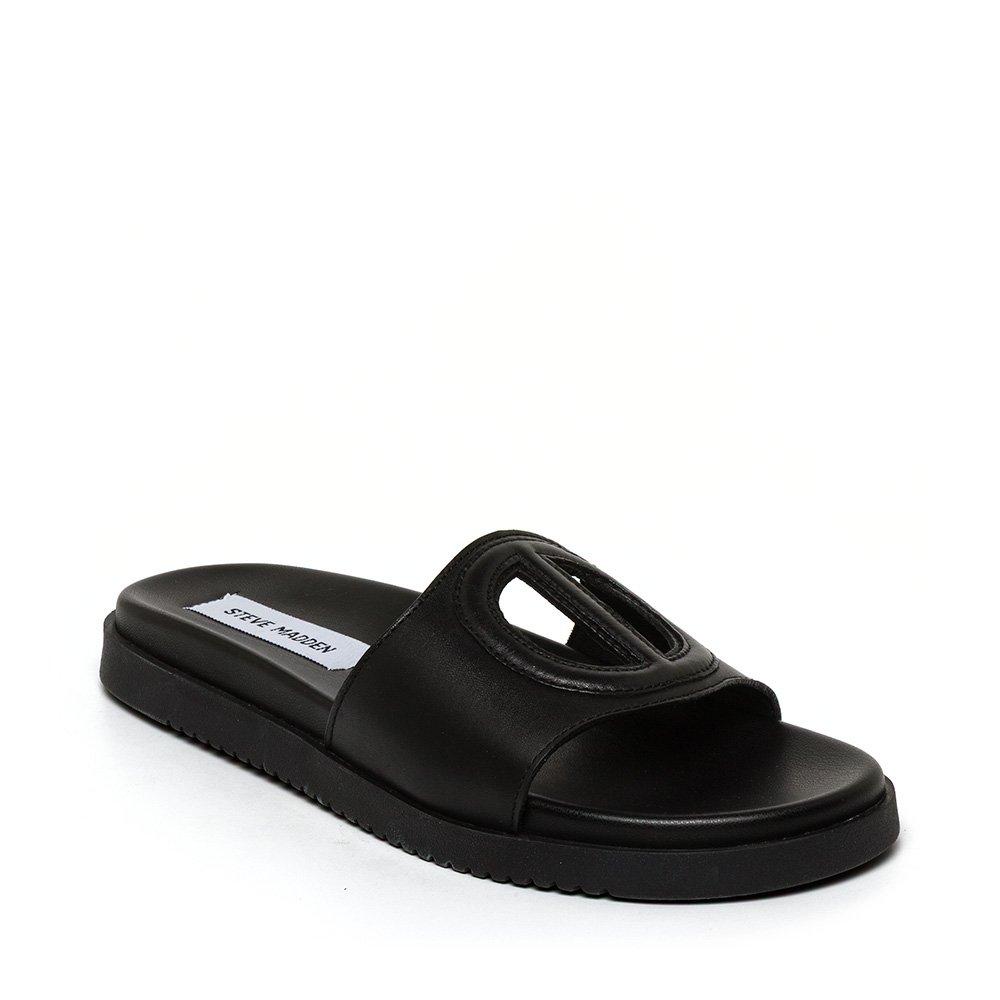Zwart Leder - Steve Madden - Women's Mayke Solid Flat Sandals - 2