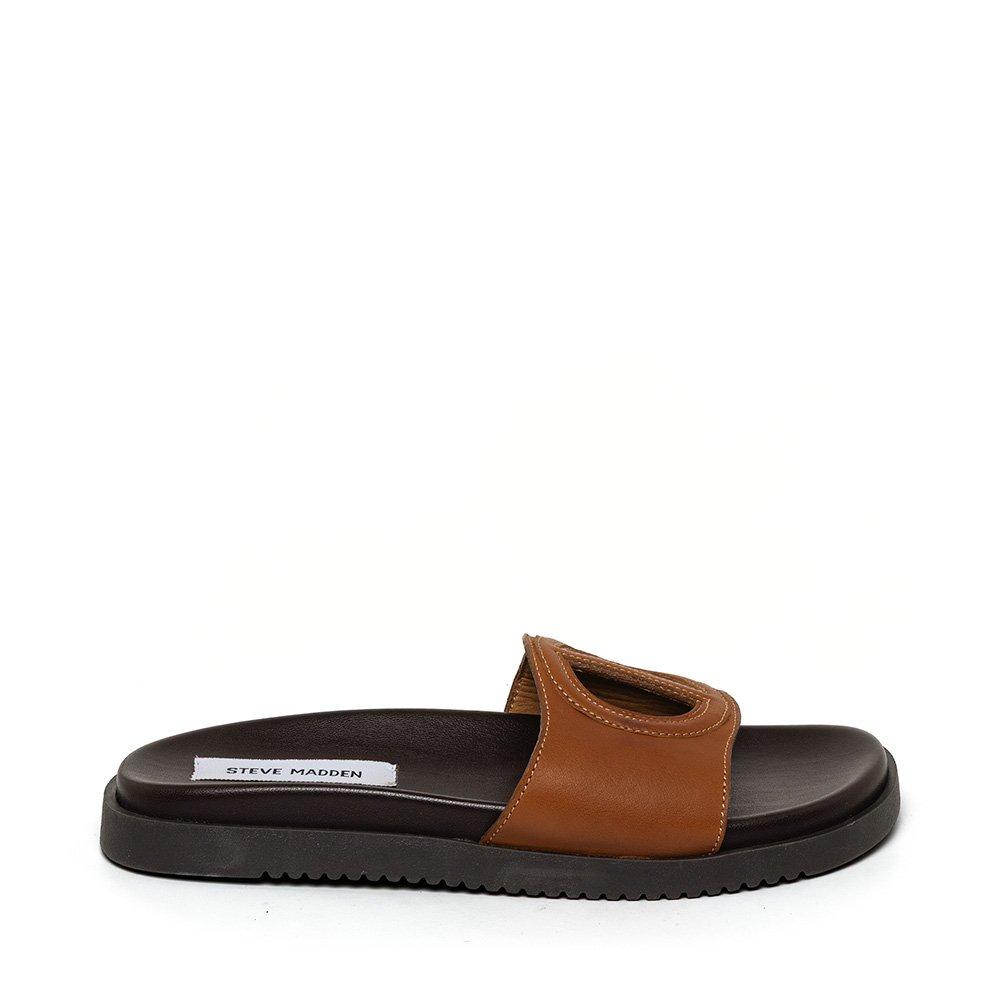 Steve Madden Women's Mayke Solid Flat Sandals - Cognac Leather - 4 (37)