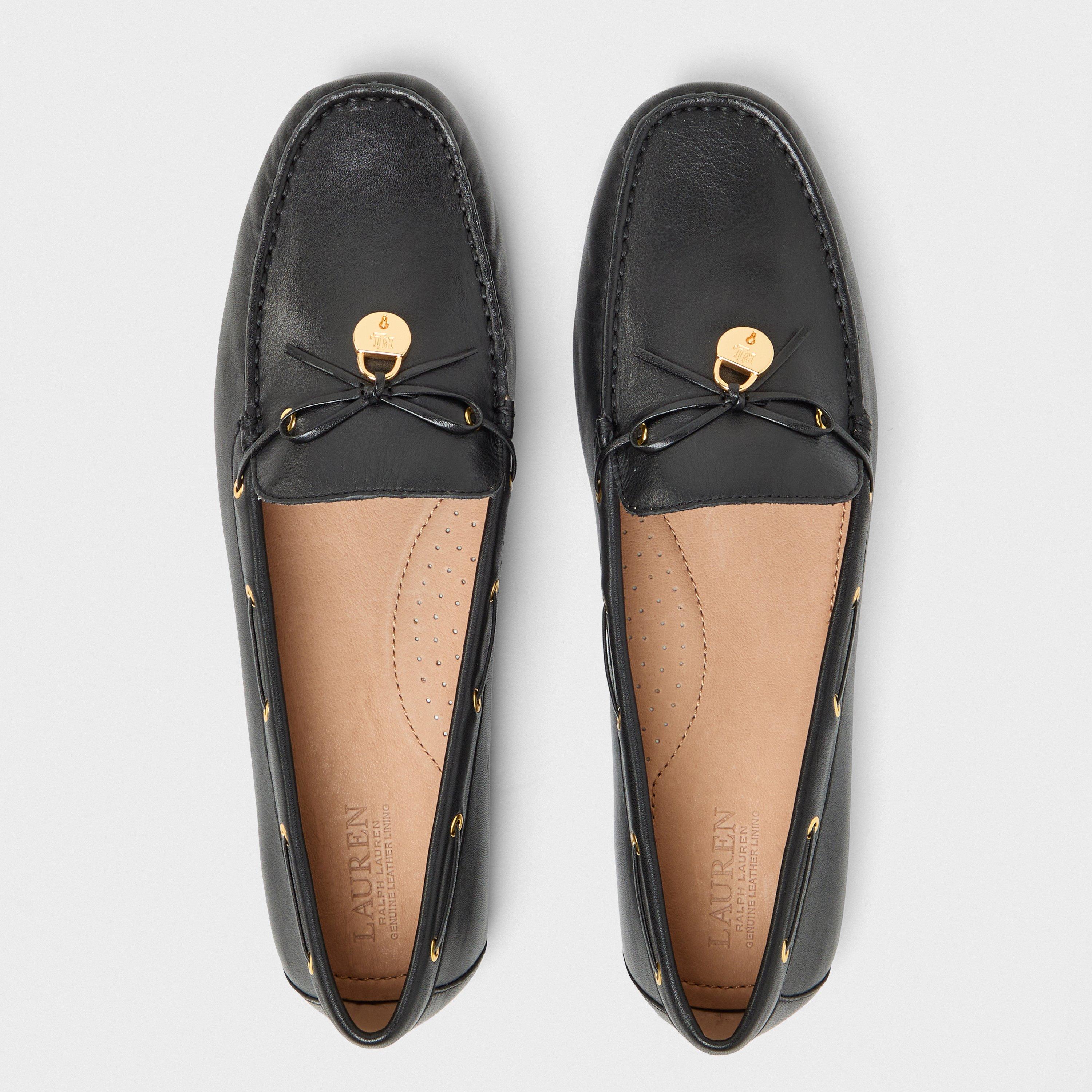 Black - Lauren by Ralph Lauren - Women's Real Leather Wylie Driver Boat Shoes - 5