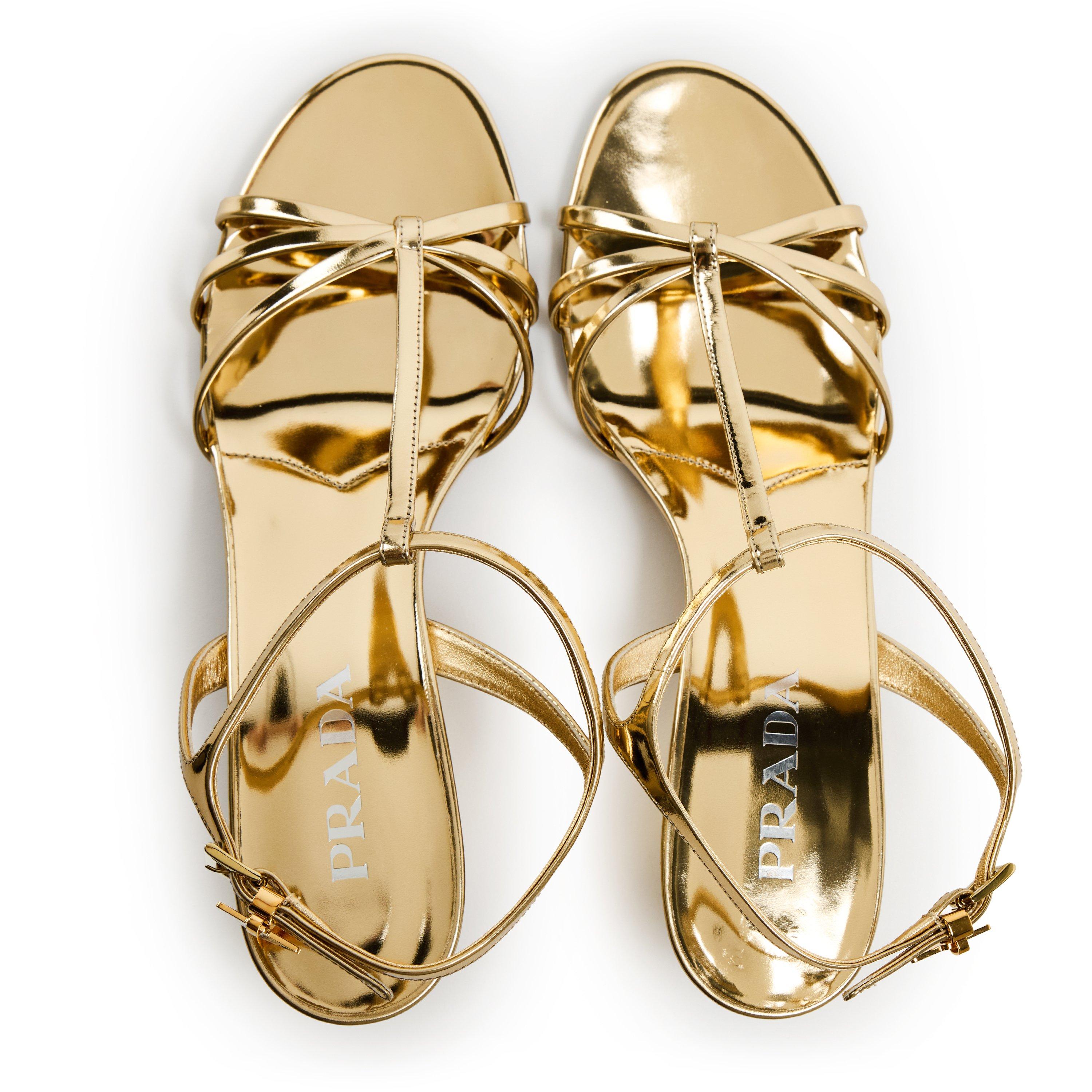 Platino - Prada - Women's Patent Leather Wedge Sandals - 5