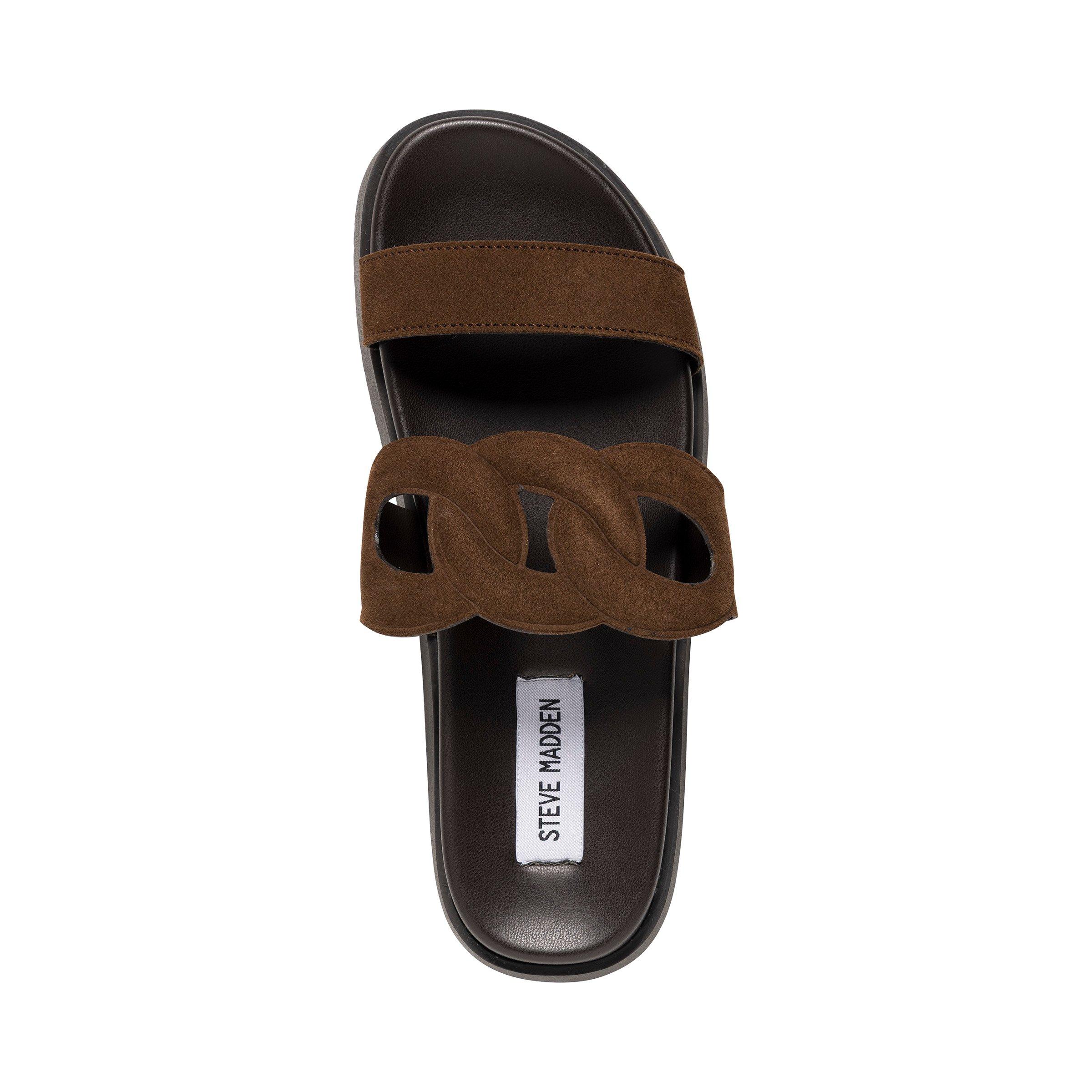 Chocoladebruin - Steve Madden - Women's Myrtle Flat Sandals - 5