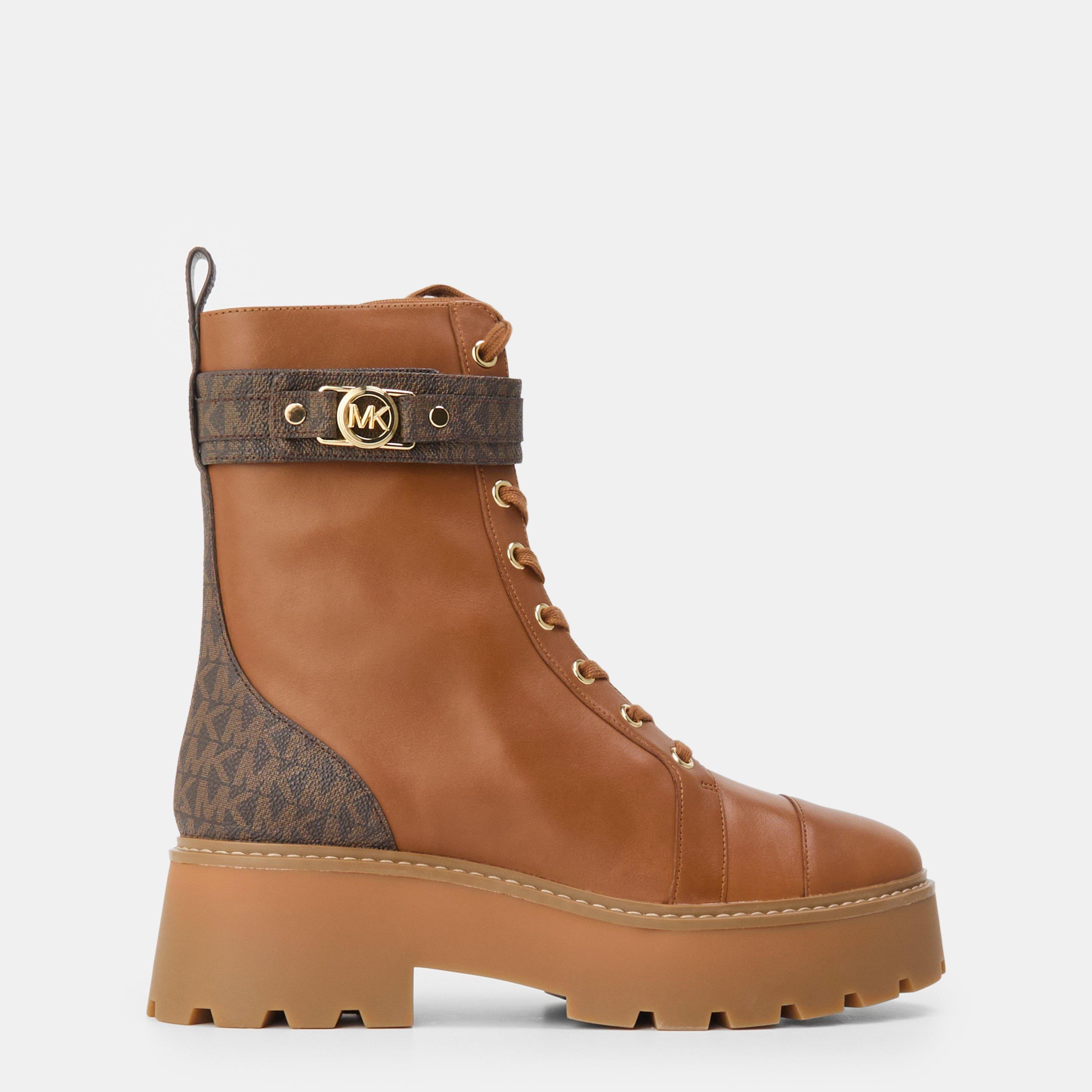 Brn Luggage - MICHAEL Michael Kors - Women's Ankle Rubber Sole Biker Boots - 1