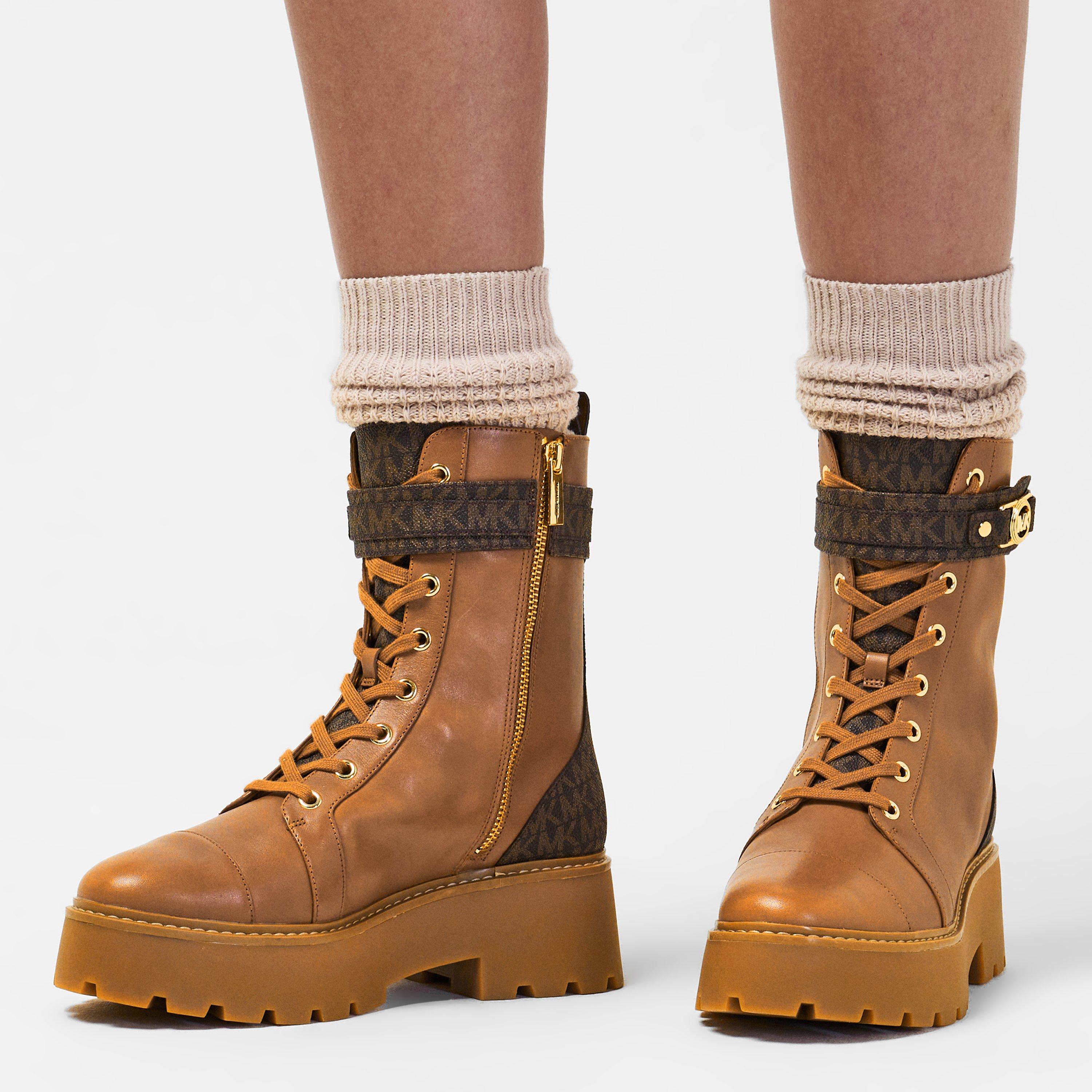 Brn Luggage - MICHAEL Michael Kors - Women's Biker Boots - 3