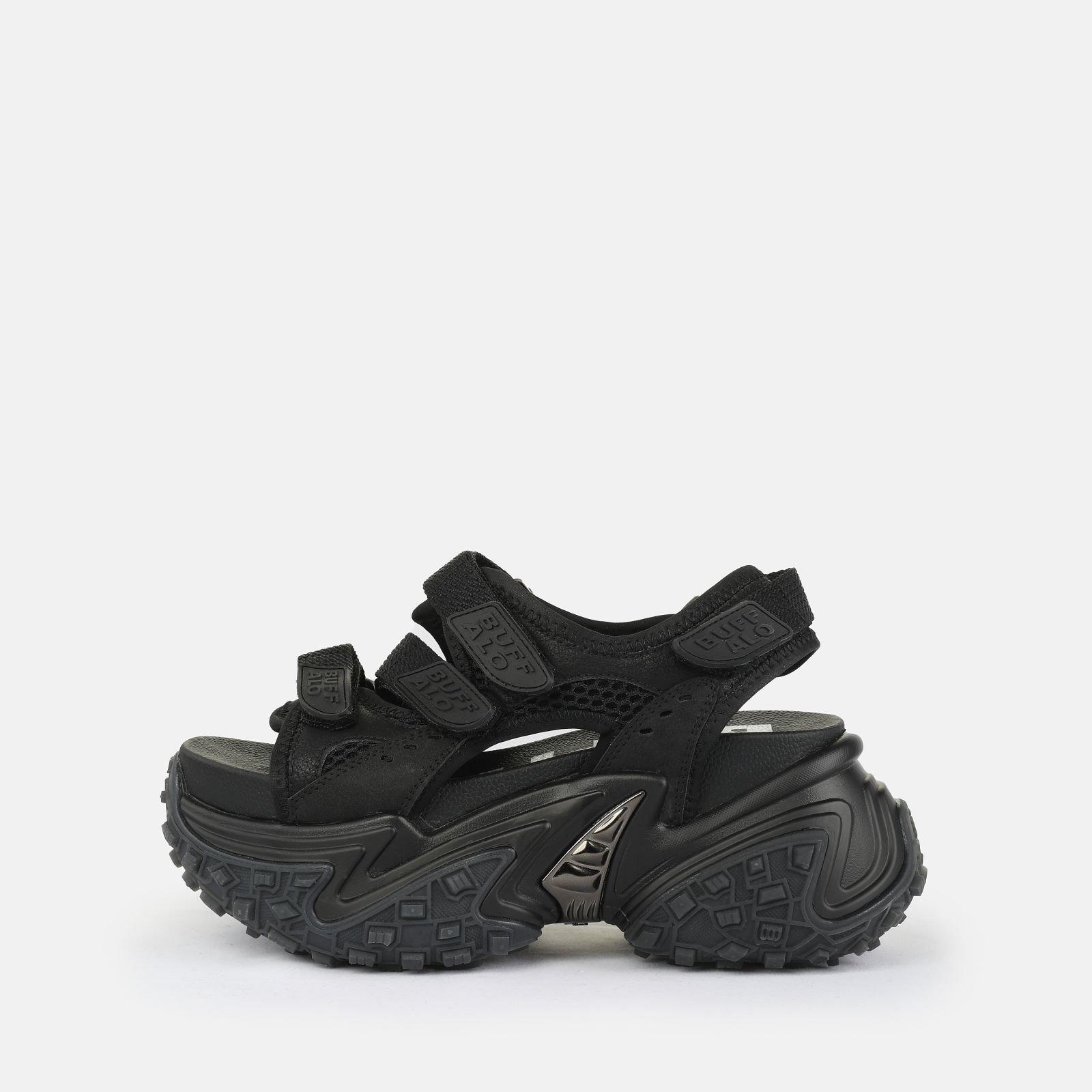 Zwart - Buffalo - Women's Vegan Flatform Sandals - 4