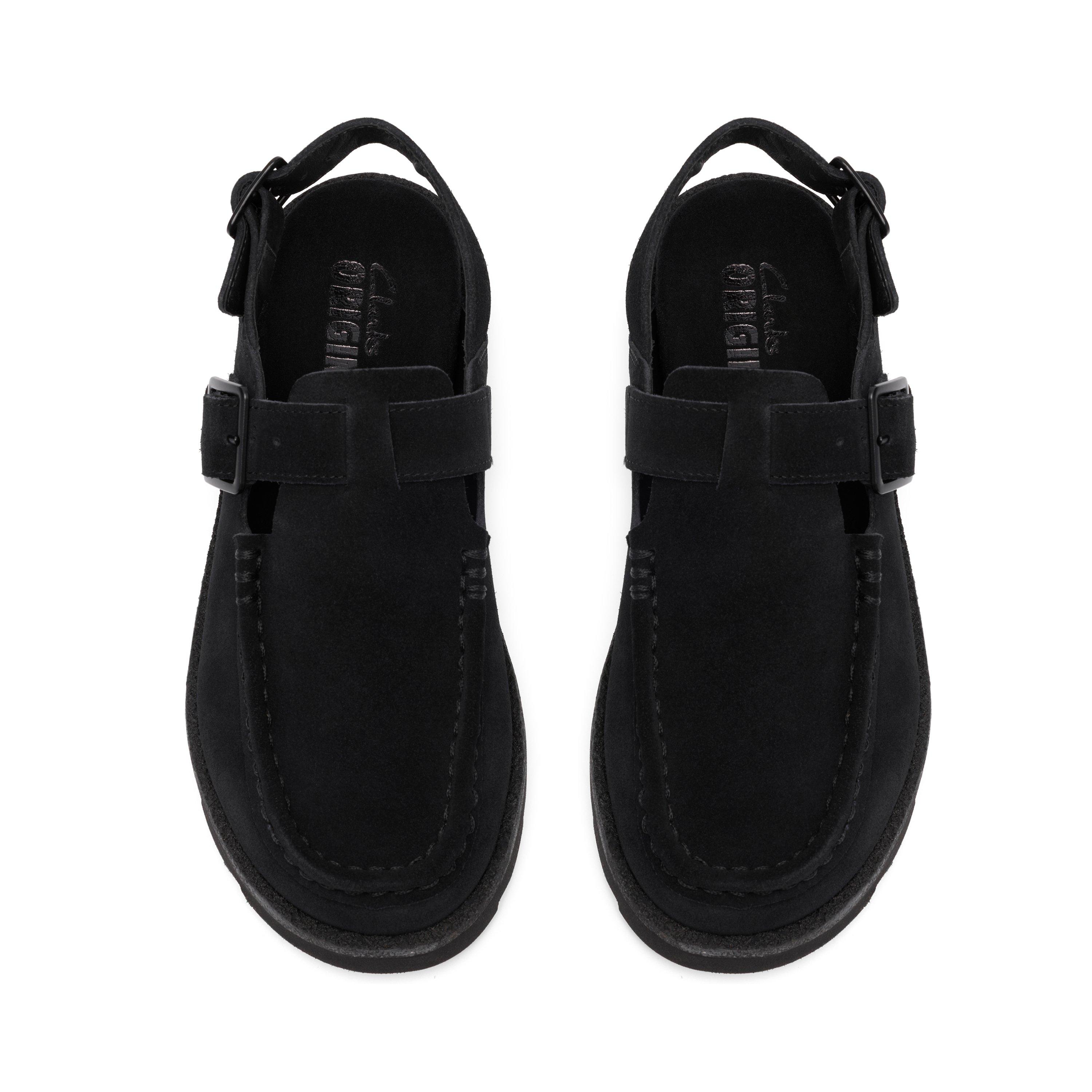 Black Suede - Clarks Originals - Women's Flat Sandals - 6