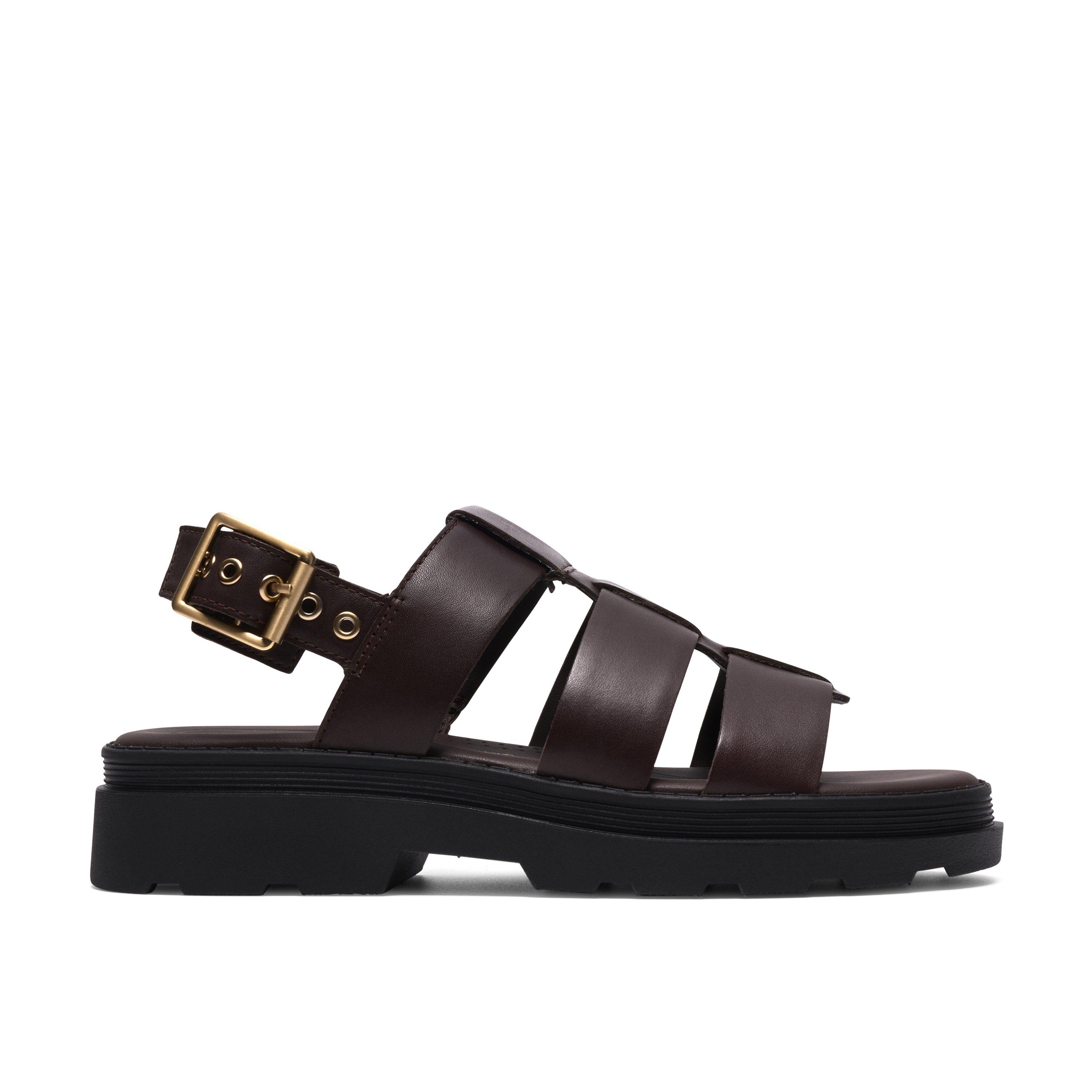 Clarks Women's Flat Sandals - Dark Brown - 6 (39)