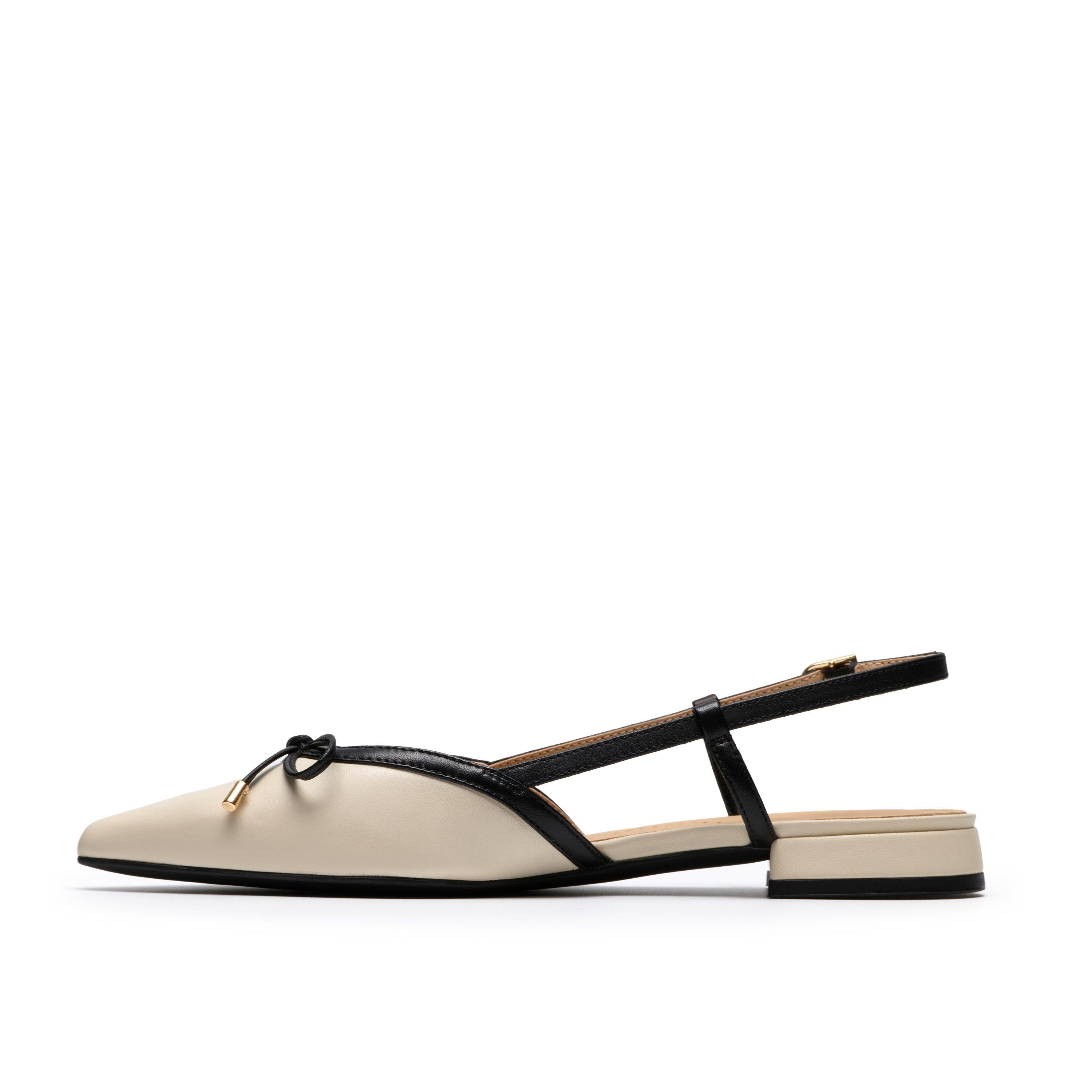 Cream Leather - Clarks - Women's Slingbacks - 2