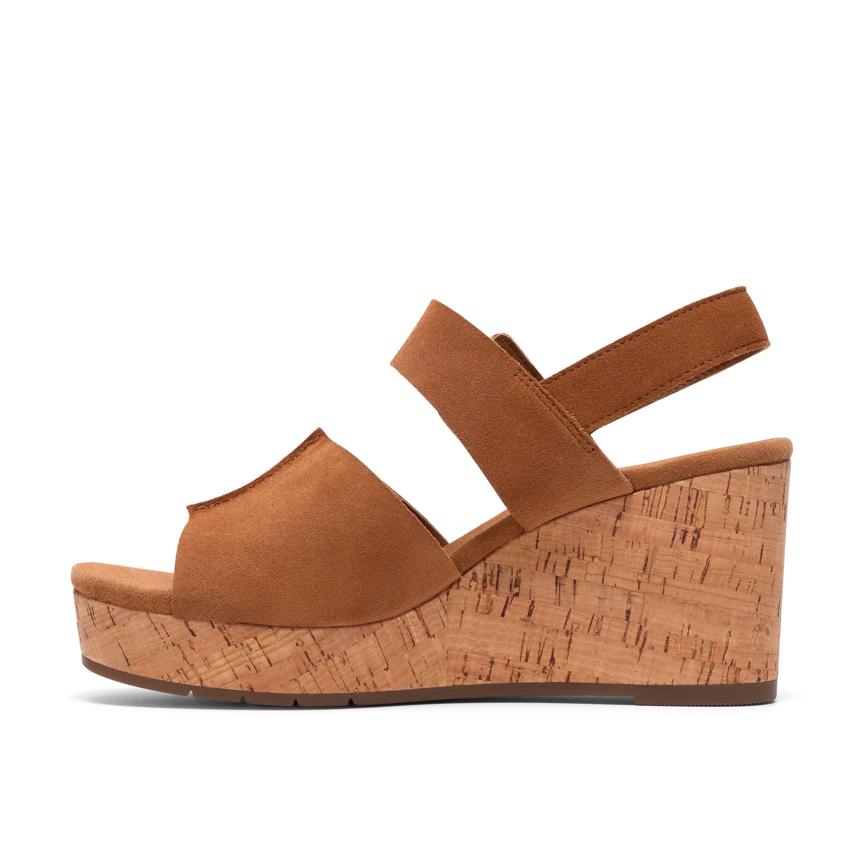 Tan Suede - Clarks - Women's Wedge Sandals - 2