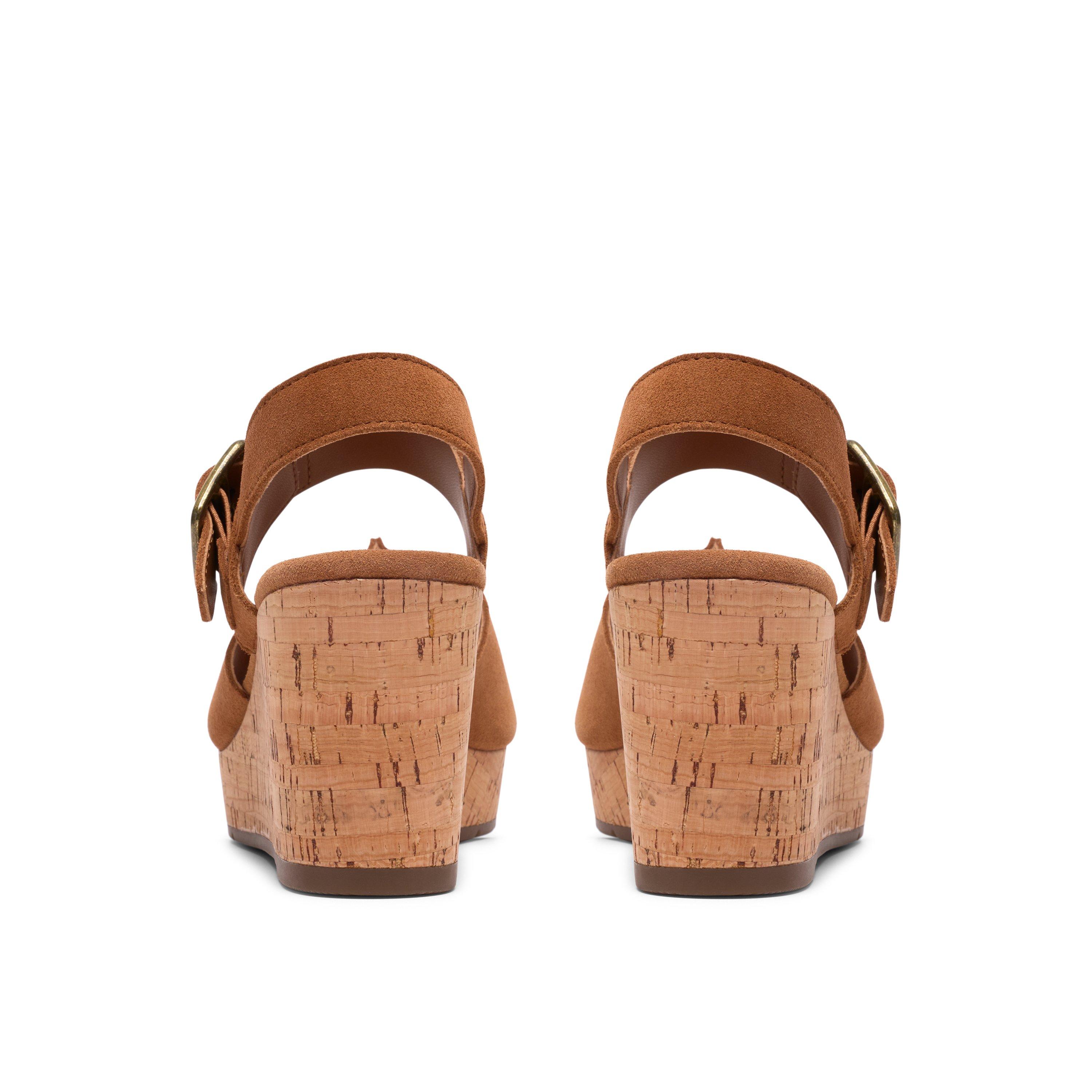 Tan Suede - Clarks - Women's Wedge Sandals - 5