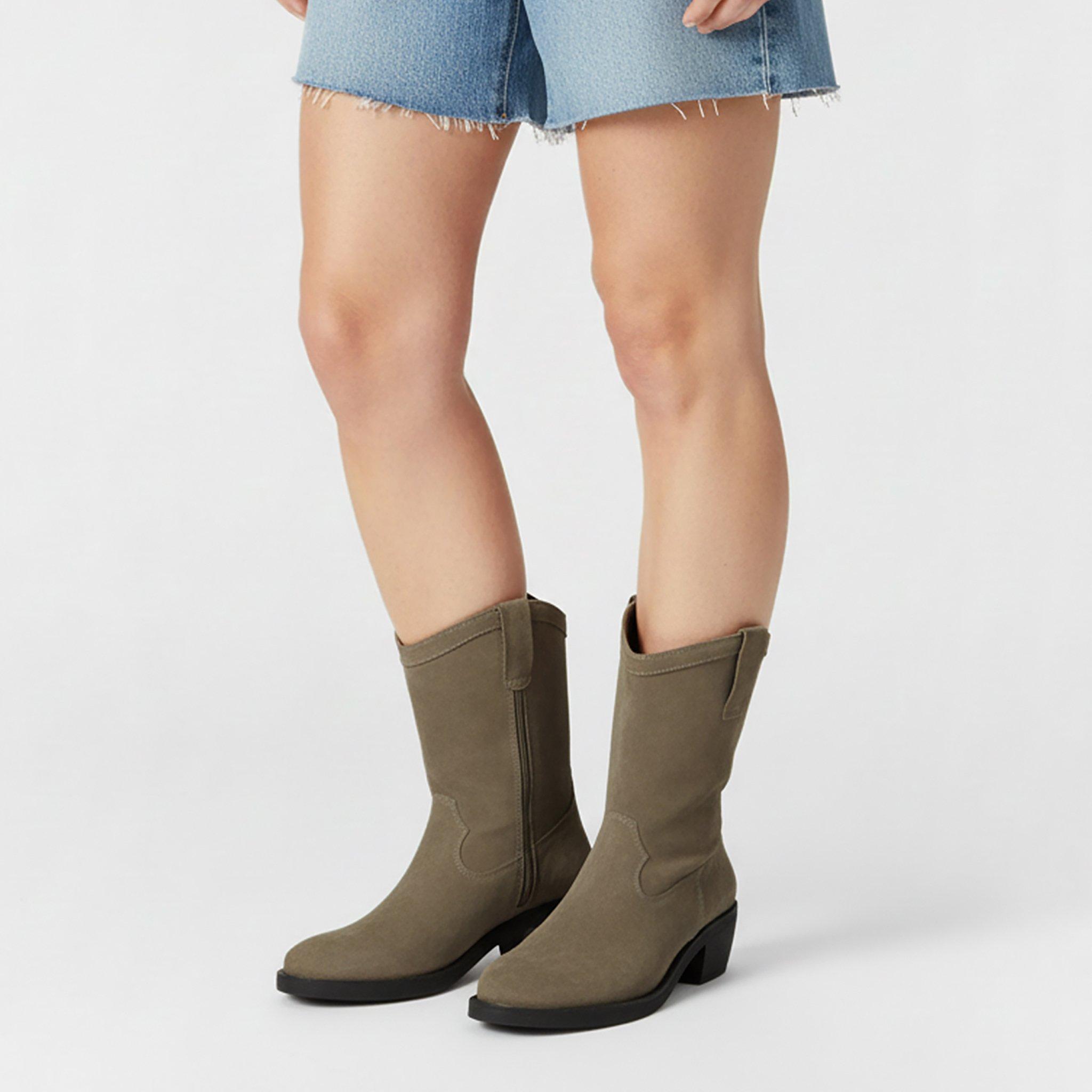 Taupe - Jack Wills - Women's JW Dalida Suede Calf Chunky Heel Hiker Boots - 3