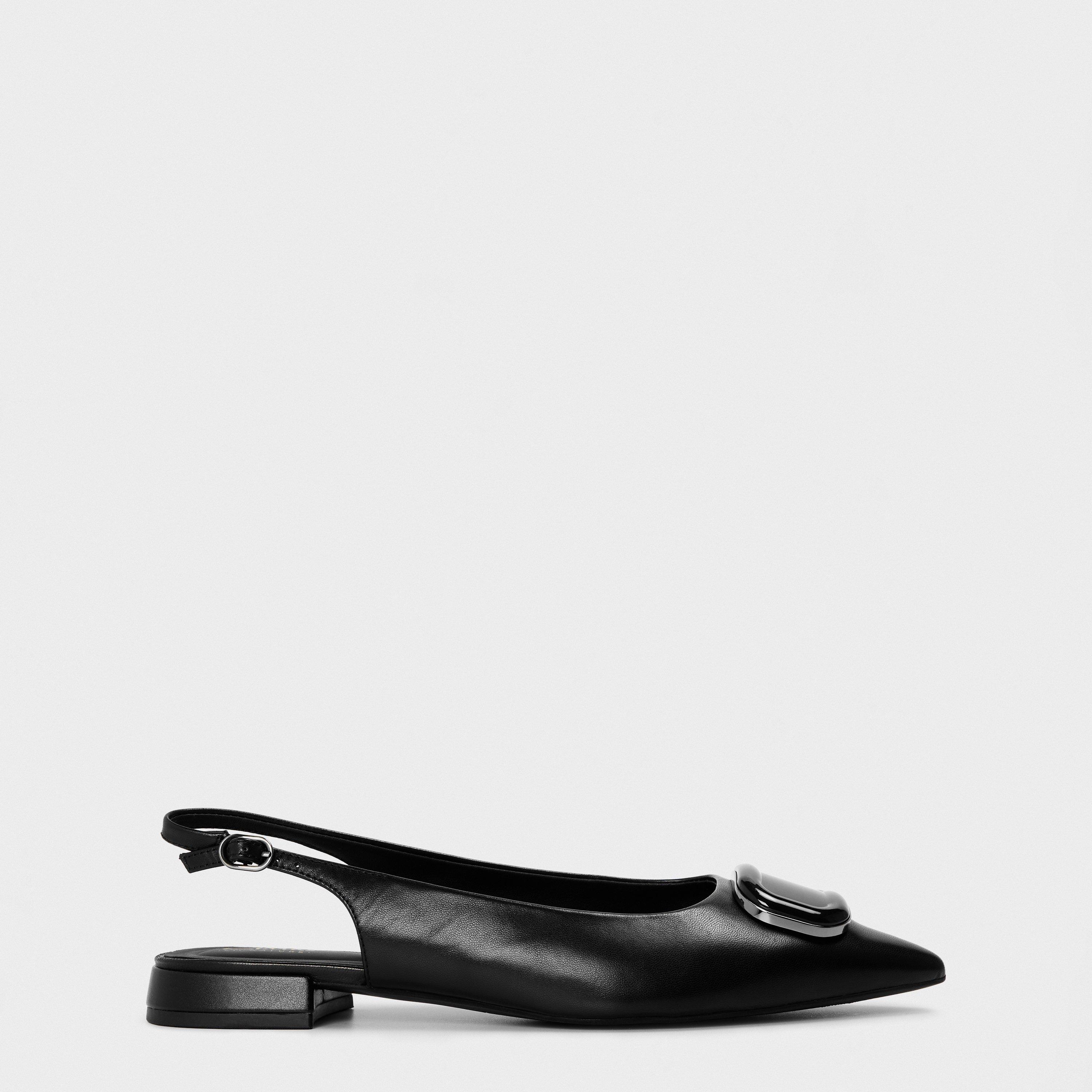 Black Leather - Clarks - Women's Sensa15 Trim Slingbacks - 1