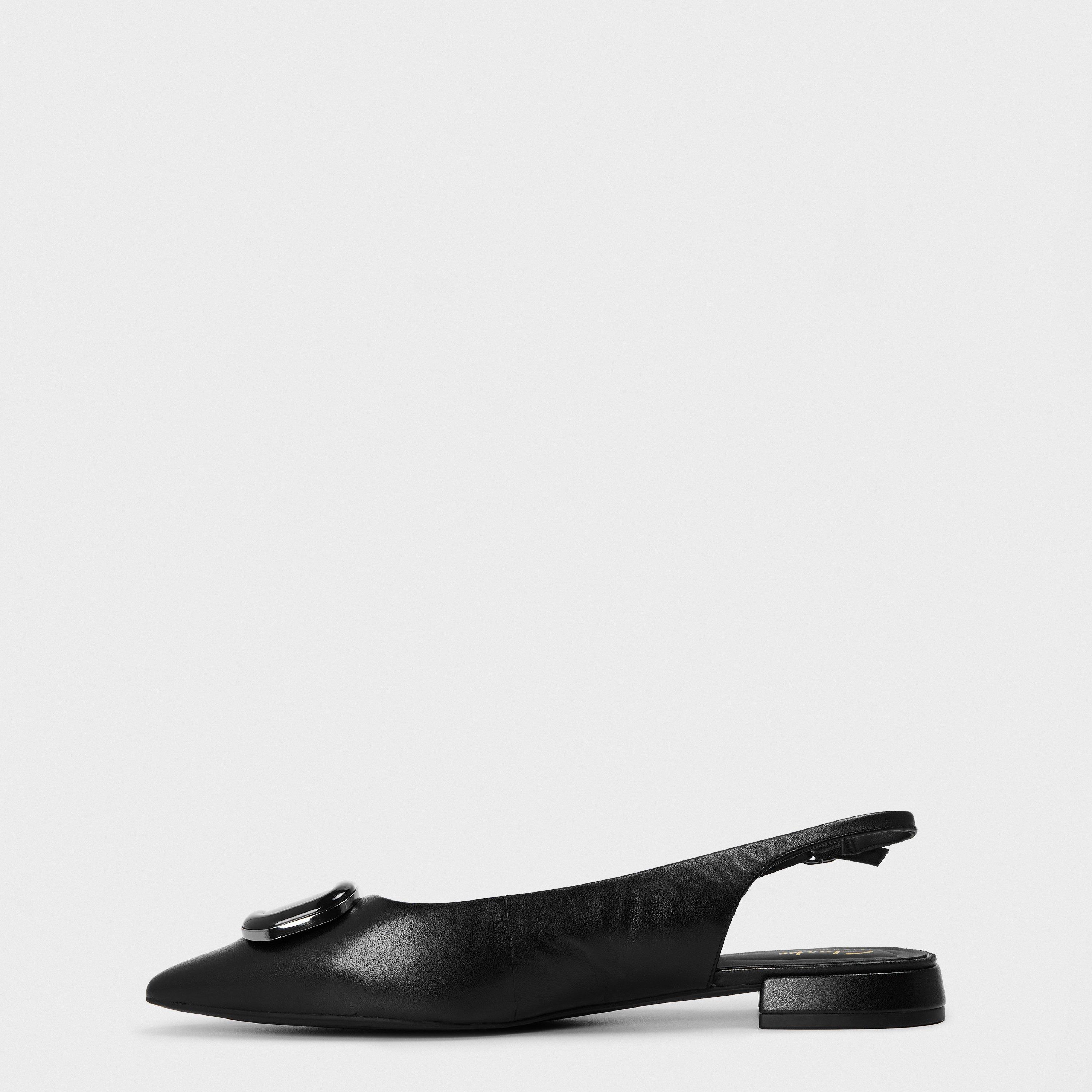 Black Leather - Clarks - Women's Sensa15 Trim Slingbacks - 2