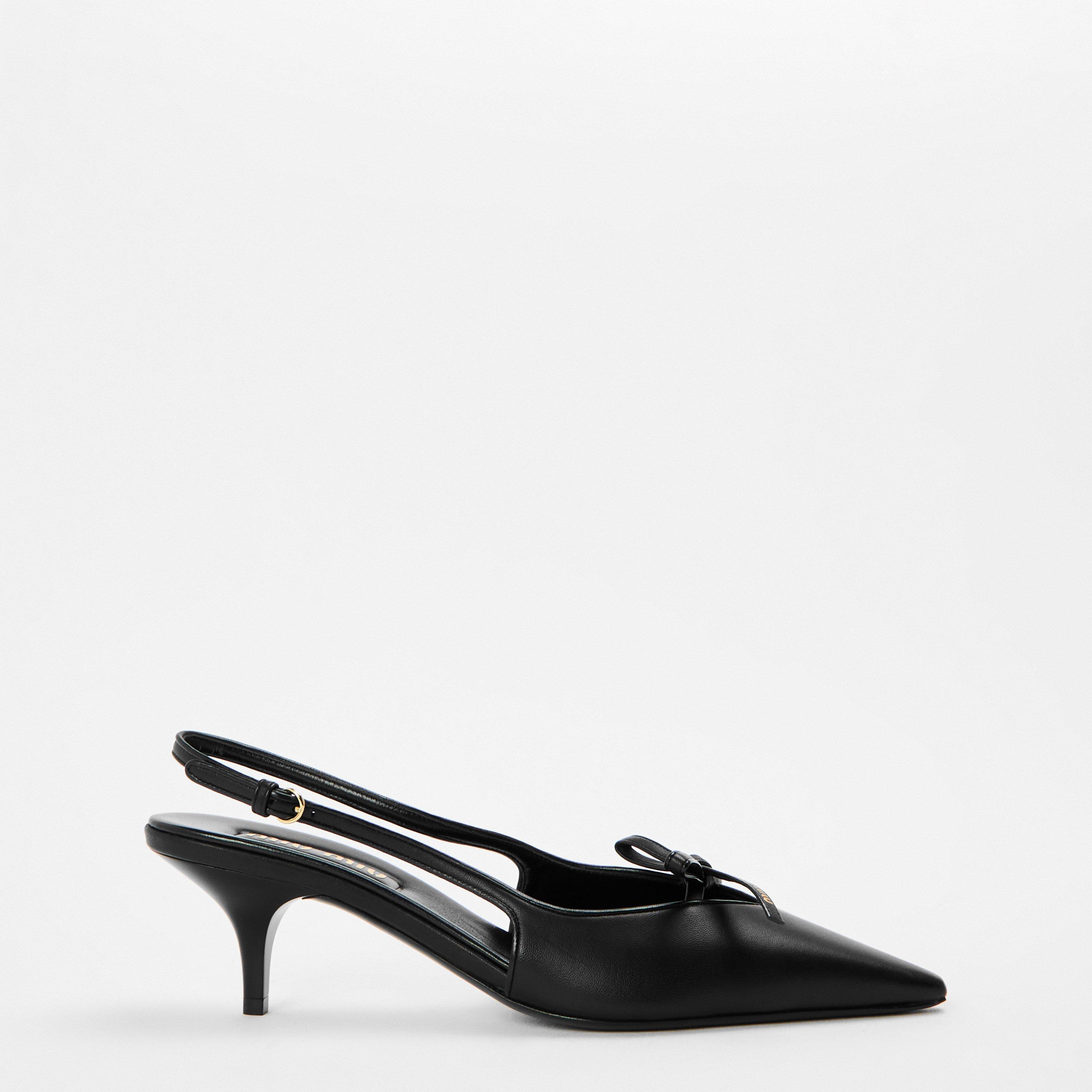 Nero - Miu Miu - Women's Logo Bow Kitten Slingbacks - 1