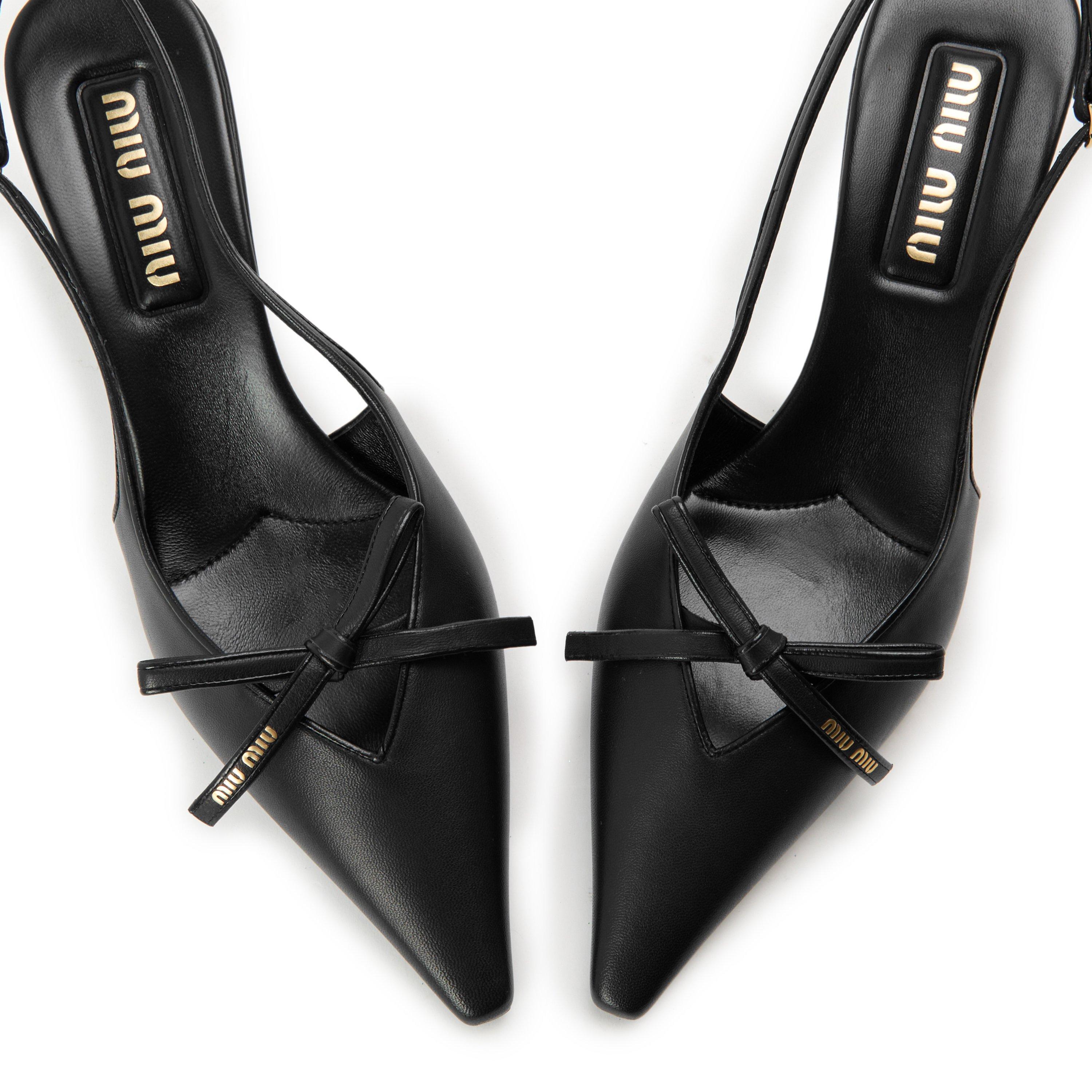 Nero - Miu Miu - Women's Logo Bow Kitten Slingbacks - 4