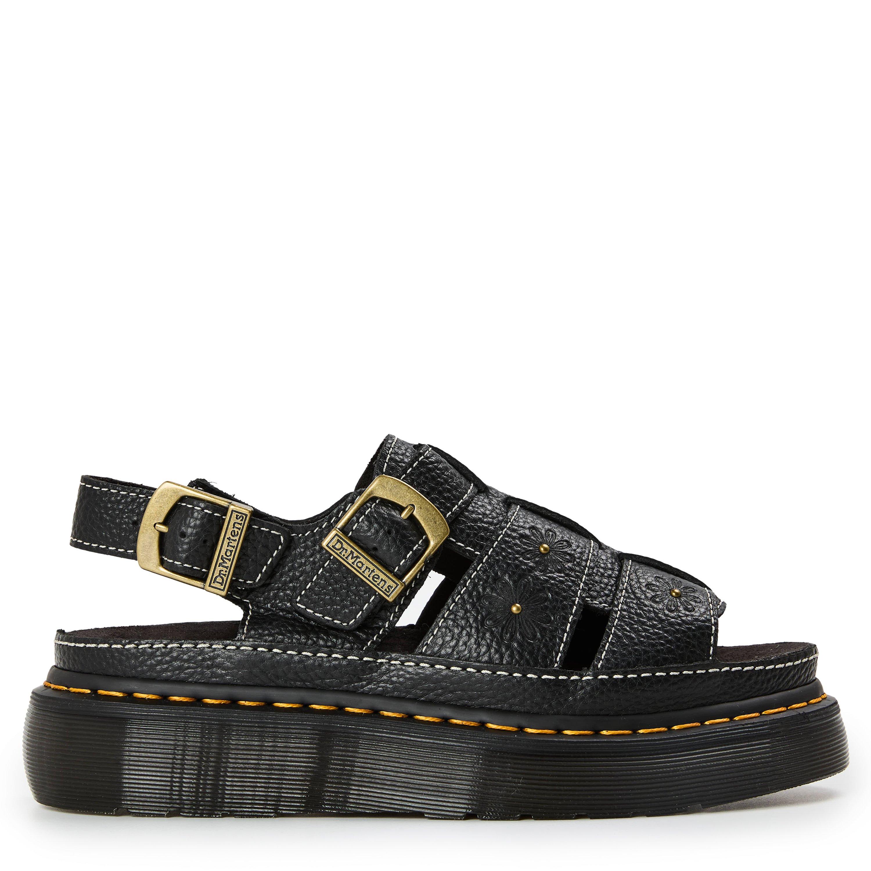 Dr Martens Wrenlie Open Toe Nappa Leather Fisherman Platform Sandals - Blk Milld Nappa - Size 6 (39)