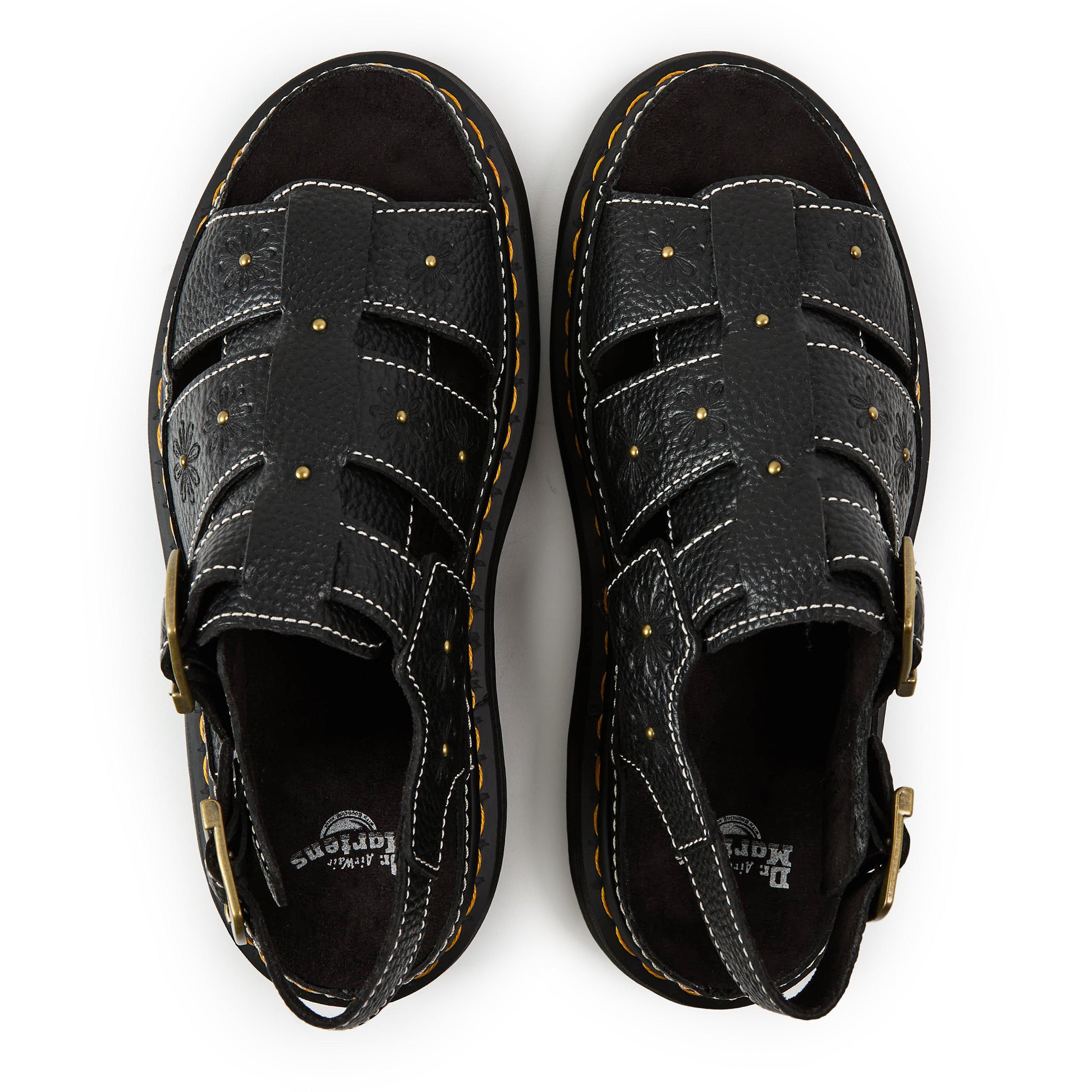 Blk Milld Nappa - Dr Martens - Wrenlie Open Toe Nappa Leather Fisherman Platform Sandals - 4