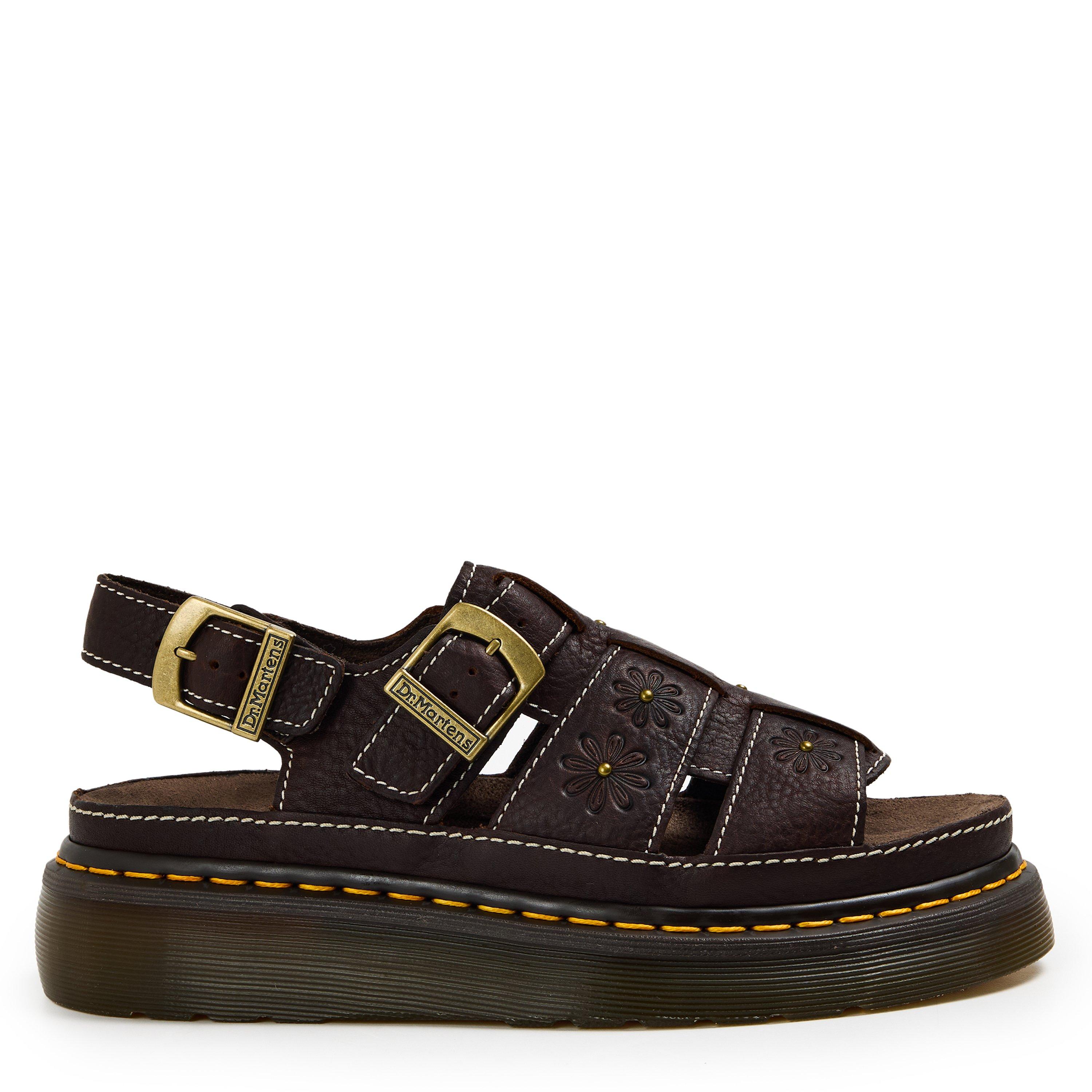 Brown Grizzly - Dr Martens - Wrenlie Open Toe Nappa Leather Fisherman Platform Sandals - 1
