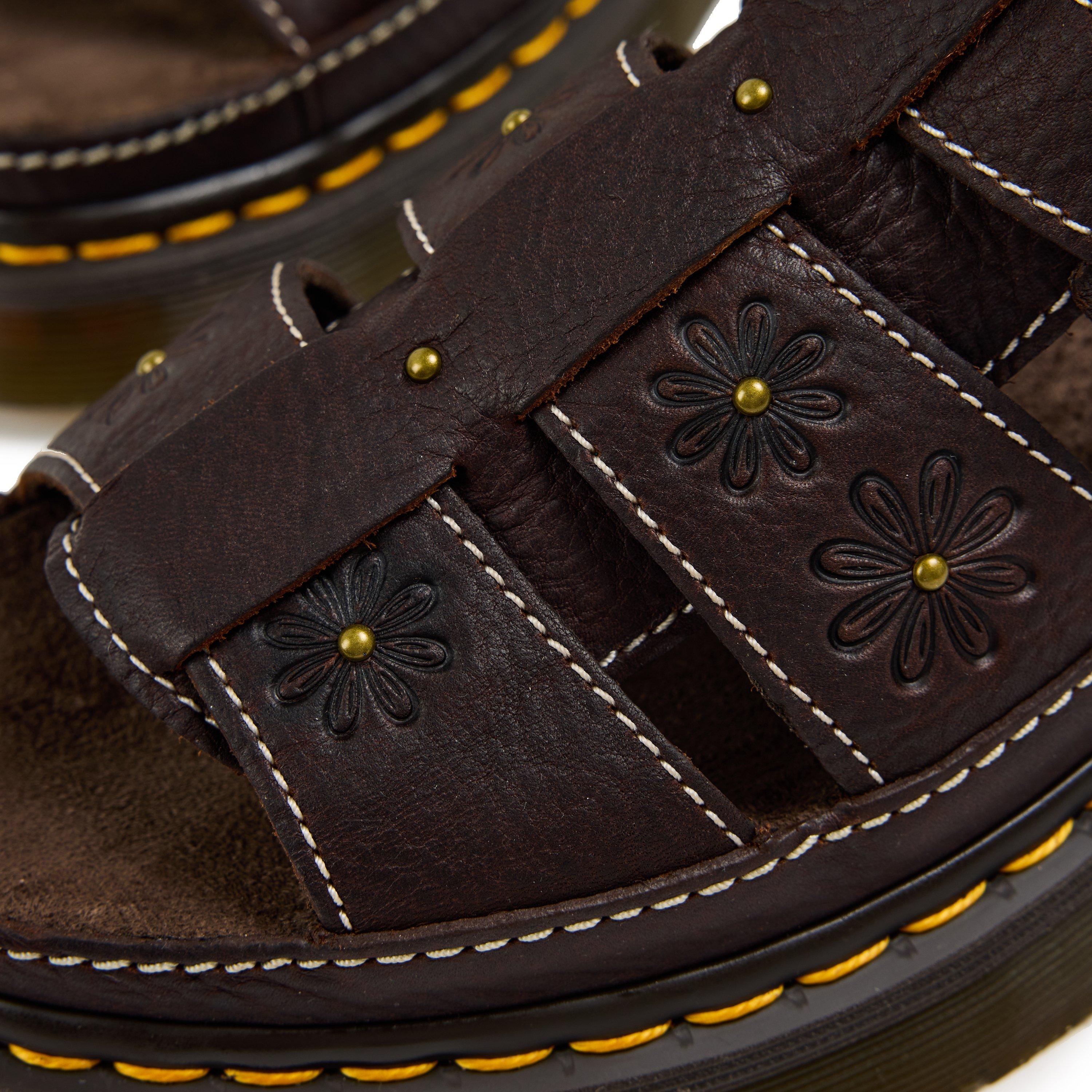 Brown Grizzly - Dr Martens - Wrenlie Open Toe Nappa Leather Fisherman Platform Sandals - 3