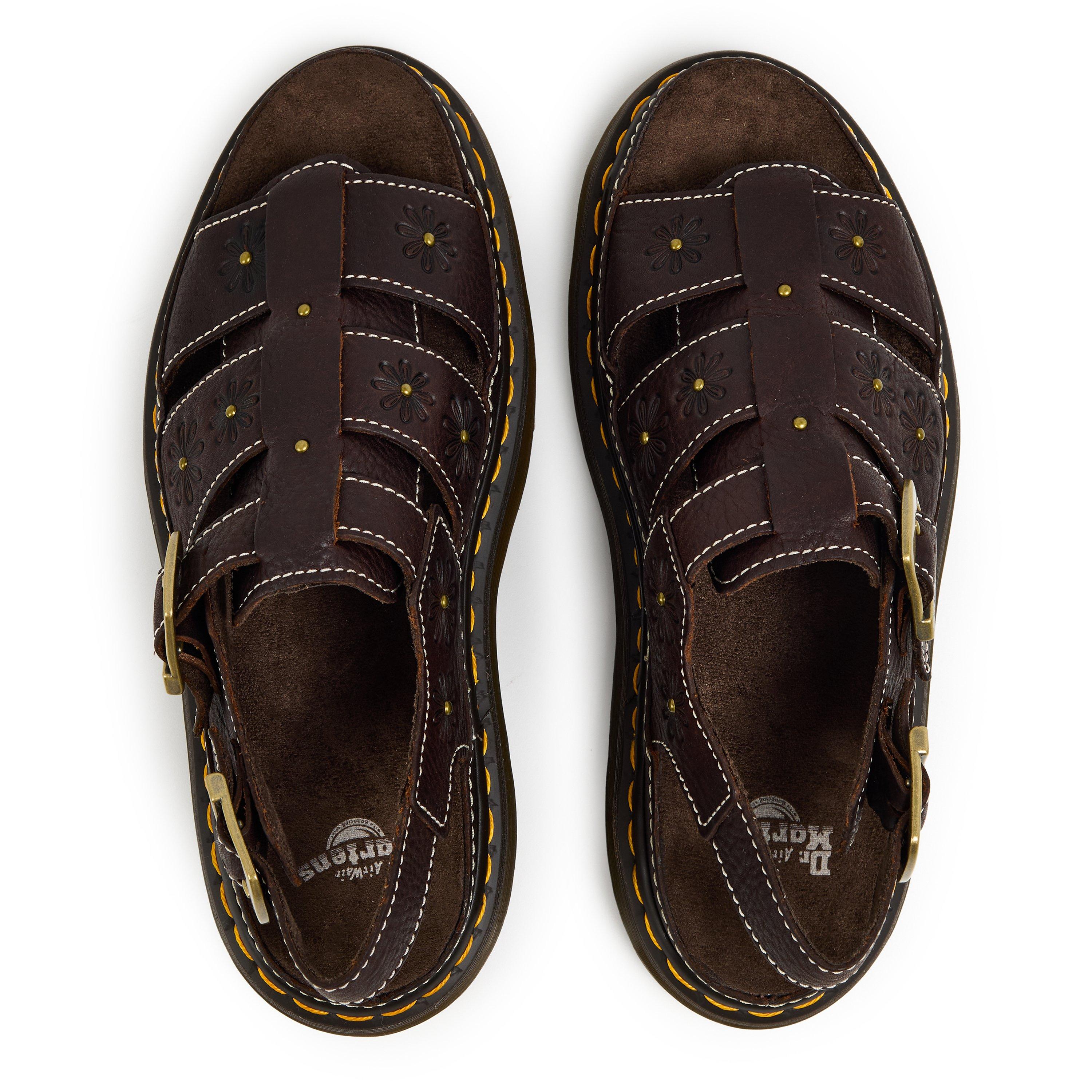 Brown Grizzly - Dr Martens - Wrenlie Open Toe Nappa Leather Fisherman Platform Sandals - 4