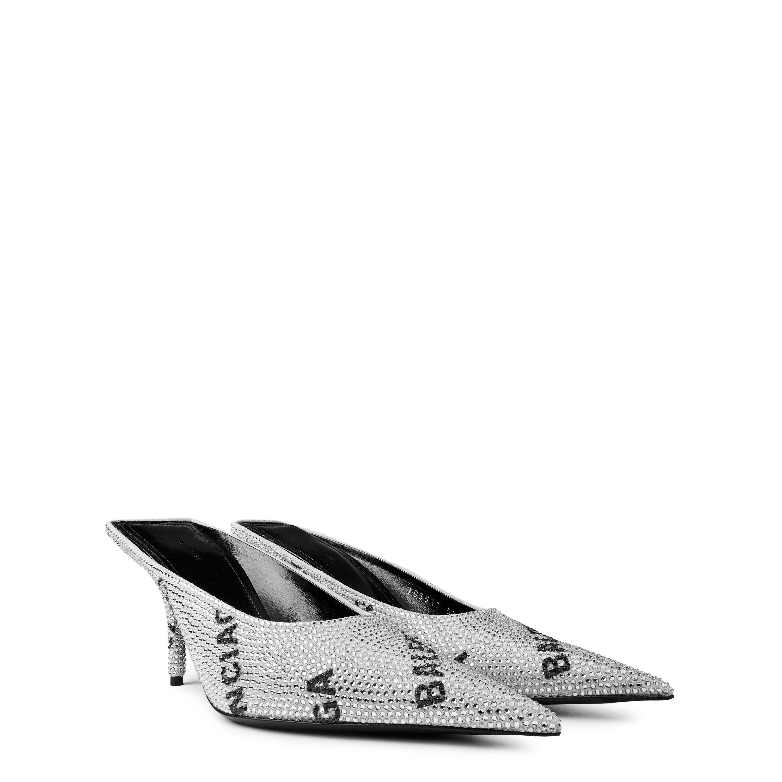 Crystal 8310 - Balenciaga - Square Knife Crystal-Embellished Leather-Heeled Mules - 4